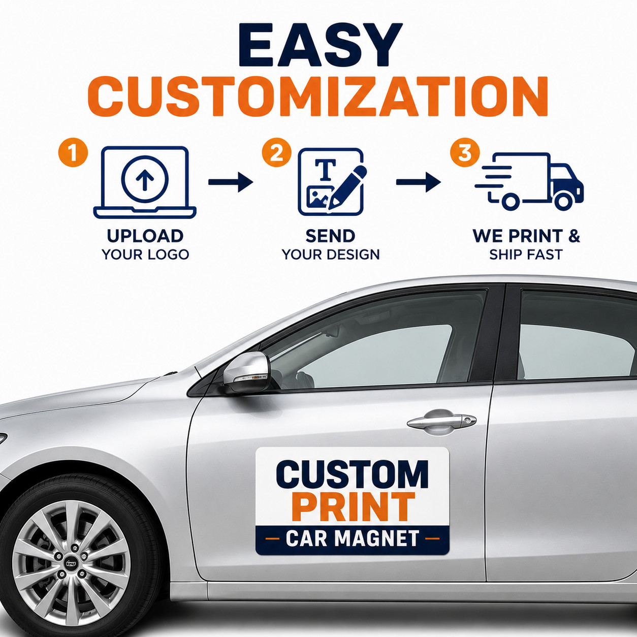 Custom Print Rectangle Car Magnet. Personalized Car Truck Van Door Magnet Sign