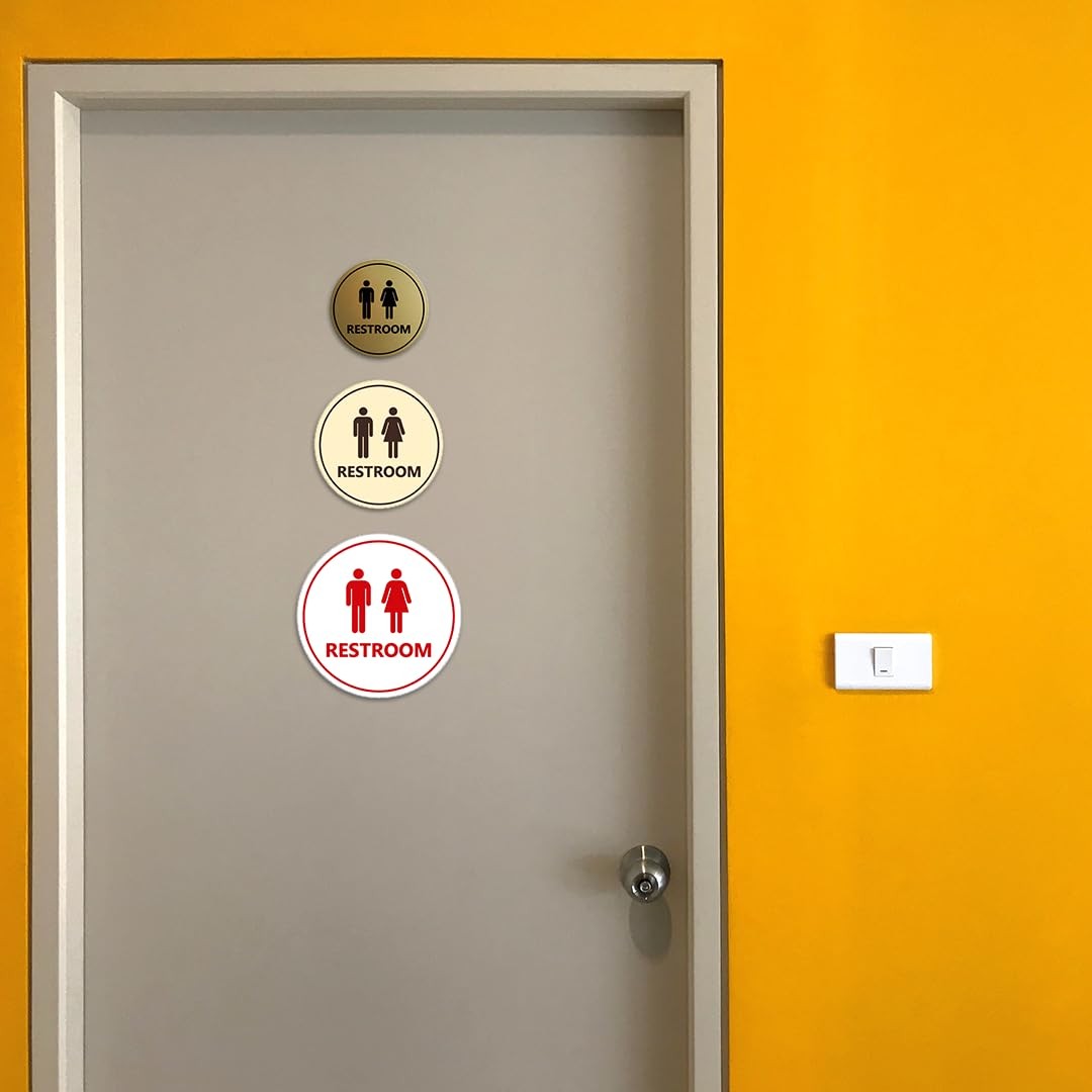 1 PC Circle Unisex Restroom Sign Black Medium Wall Door Adhesive Display Tape