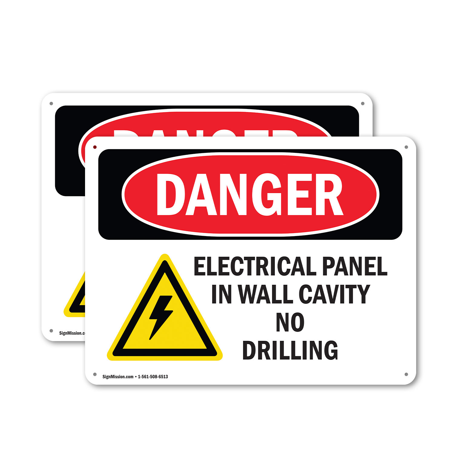 (2 Pack) Electrical Panel In Wall Cavity OSHA Danger Sign Decal Metal Plastic