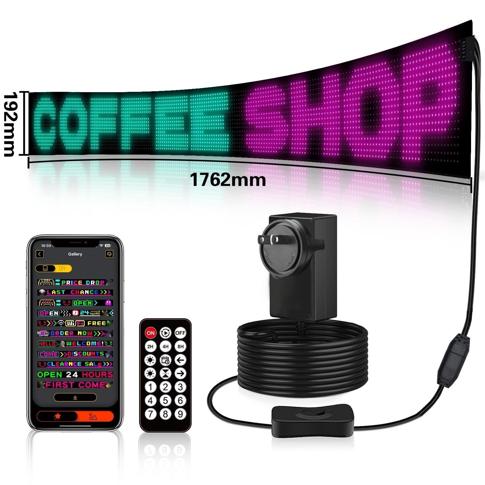 Programmable LED Display Flexible Screen Bluetooth Control for Car Shop Holiday