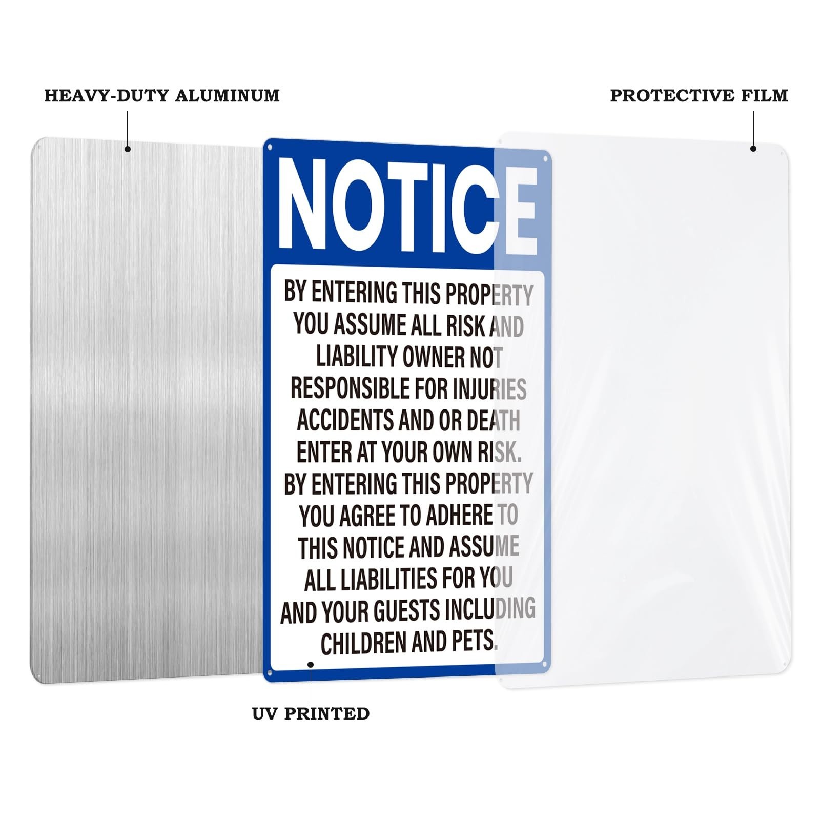 2 Pack Not Responsible for Accidents Sign – 10×14″ Rust-Free Aluminum Warning fo