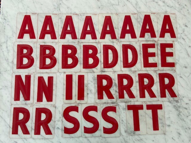 Acrylic Wagner Zip-Change Red Marquee Sign Changeable Letters, Lot of 31