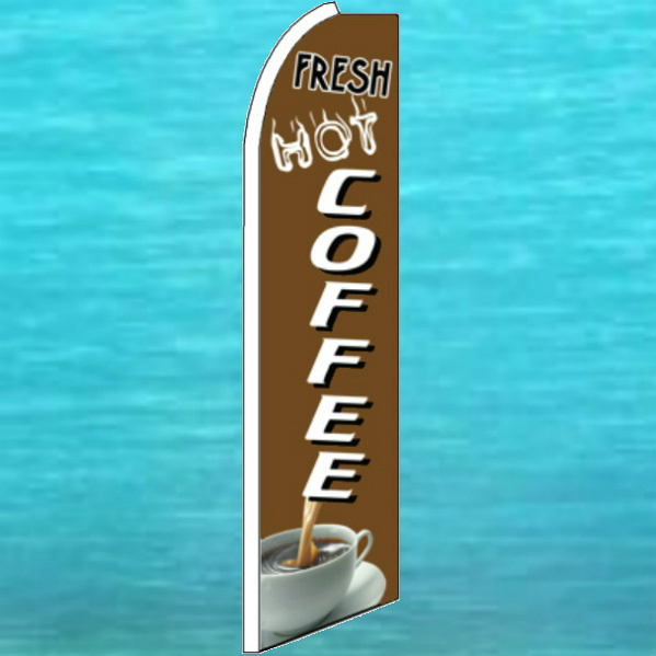 FRESH HOT COFFEE FLUTTER FEATHER FLAG Swooper Bow Banner Advertising Flag
