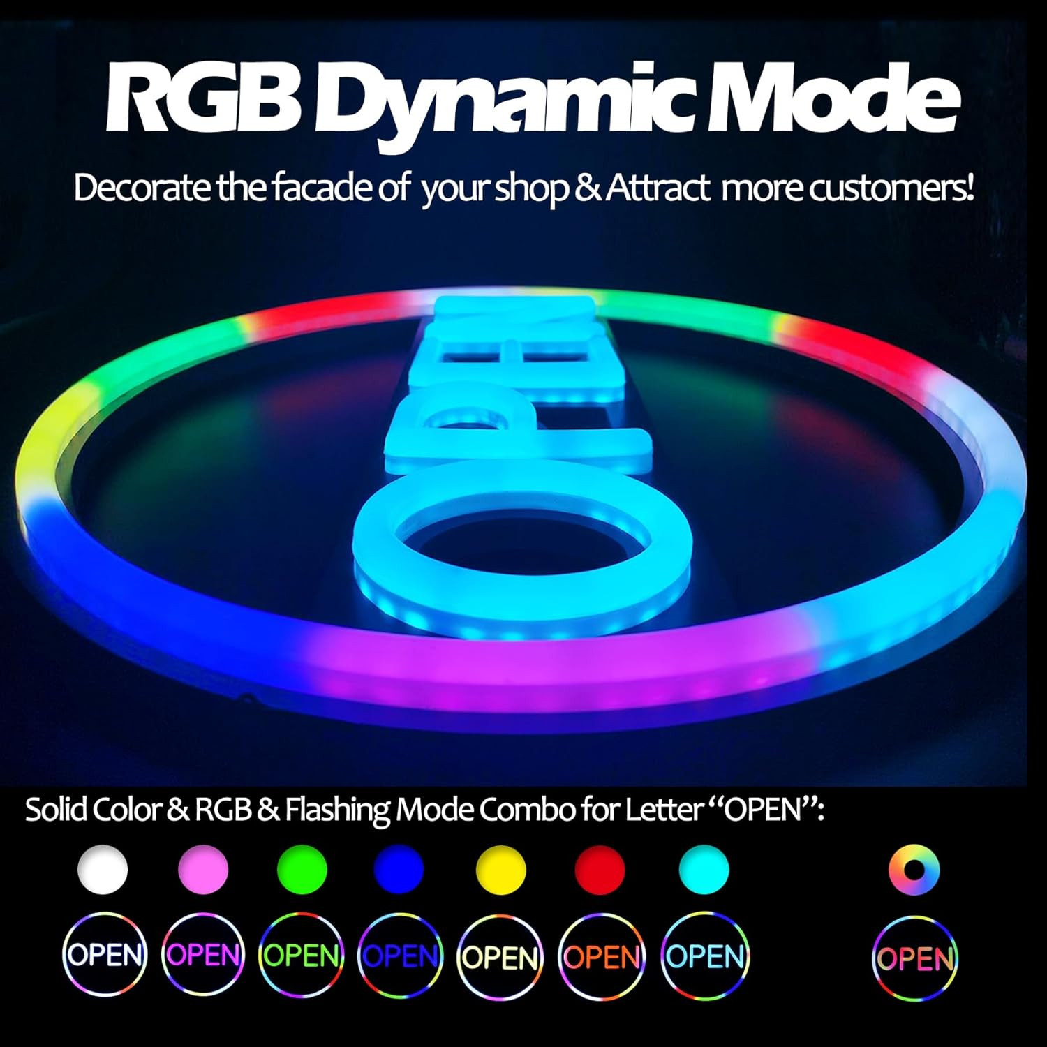 LED Neon Open Sign – 16″ Multicolor Light for Business & Retail Storefronts