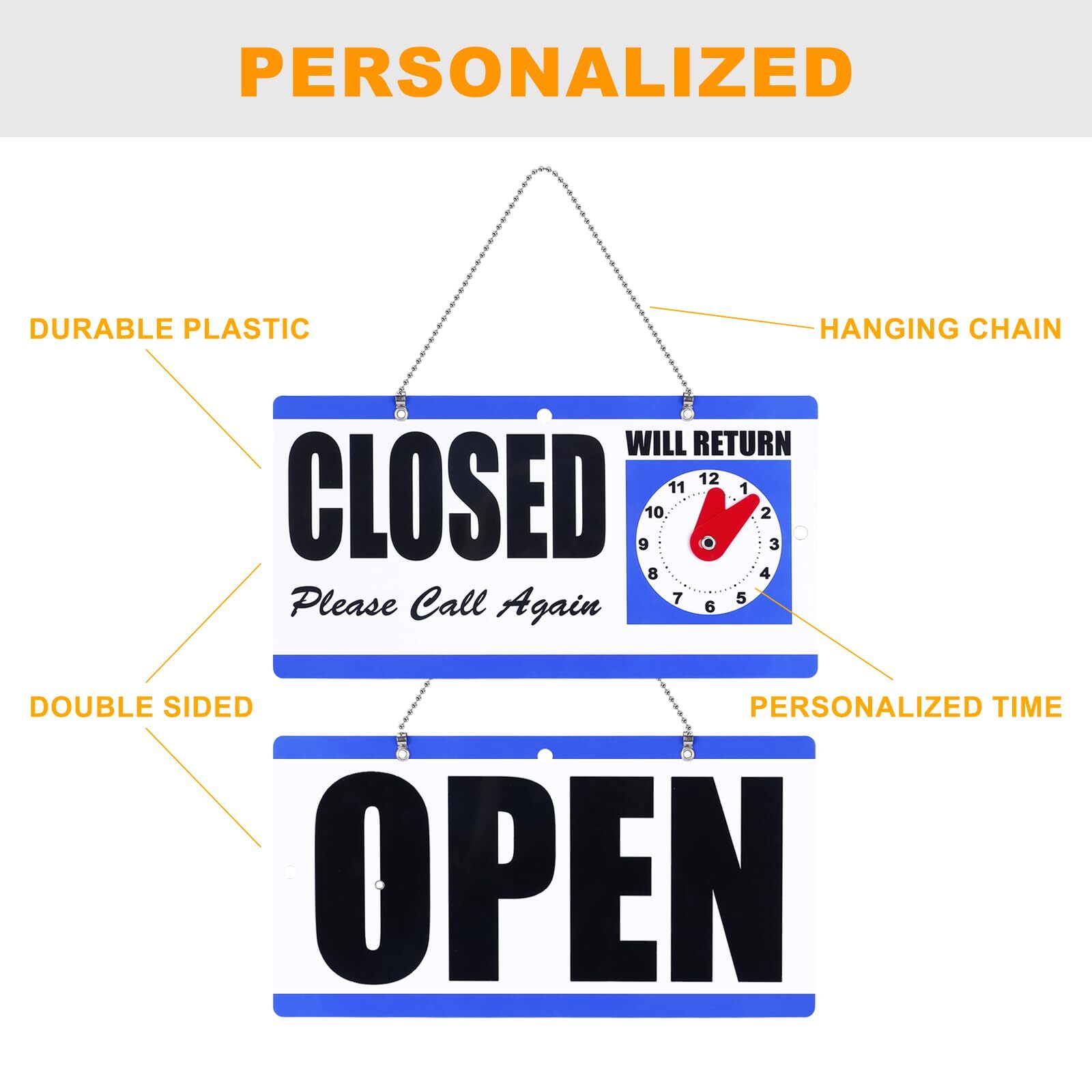 Open Sign Business Hour Closed Open Sign Will Return Clock for Restaurant Office
