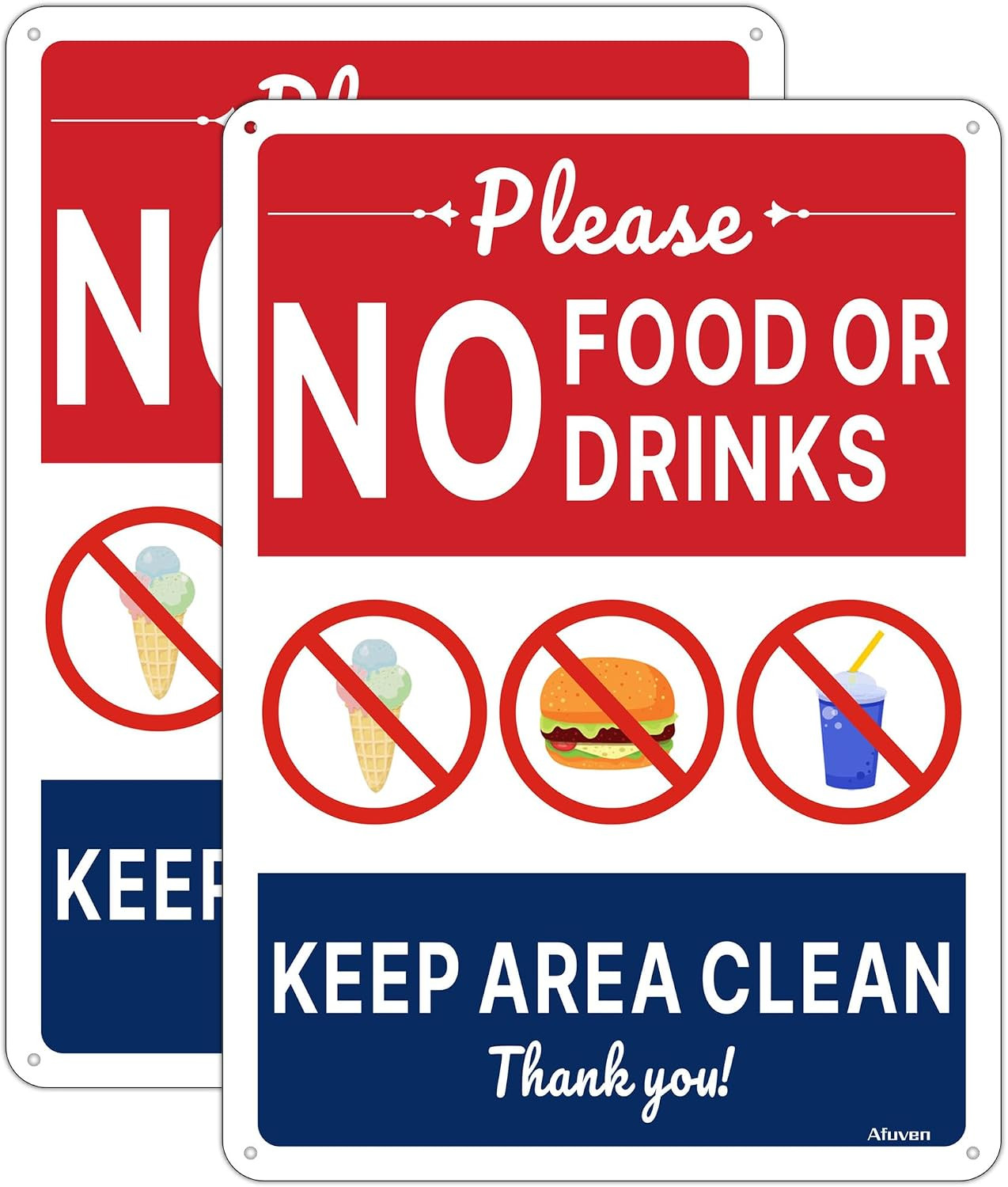 No Food or Drink Keep Area Clean Signs 10 X 7 Inches Rust Free Aluminum Weatherp