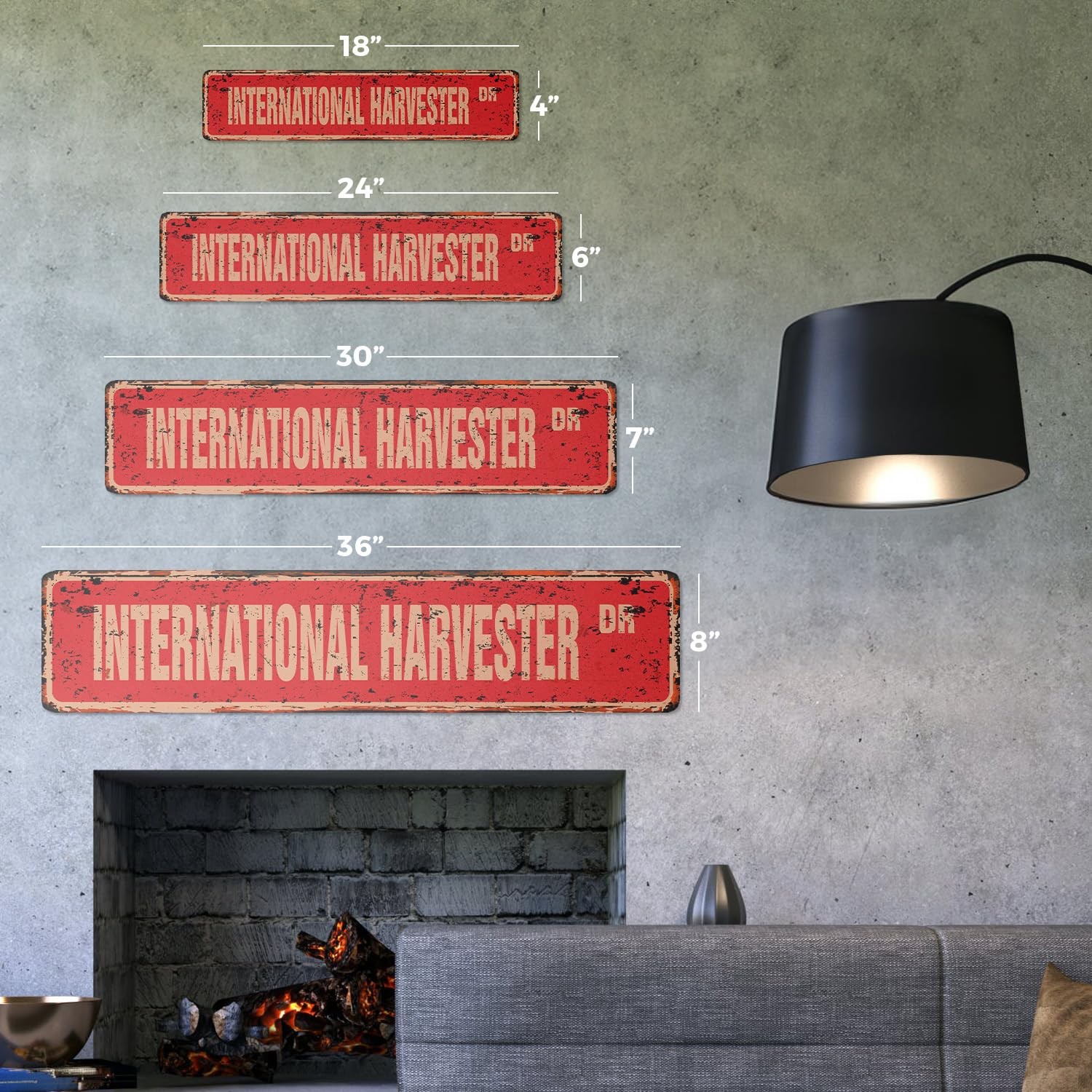 International Harvester Vintage Aluminum Street Sign 30″ Wide – Rustic Metal Tin