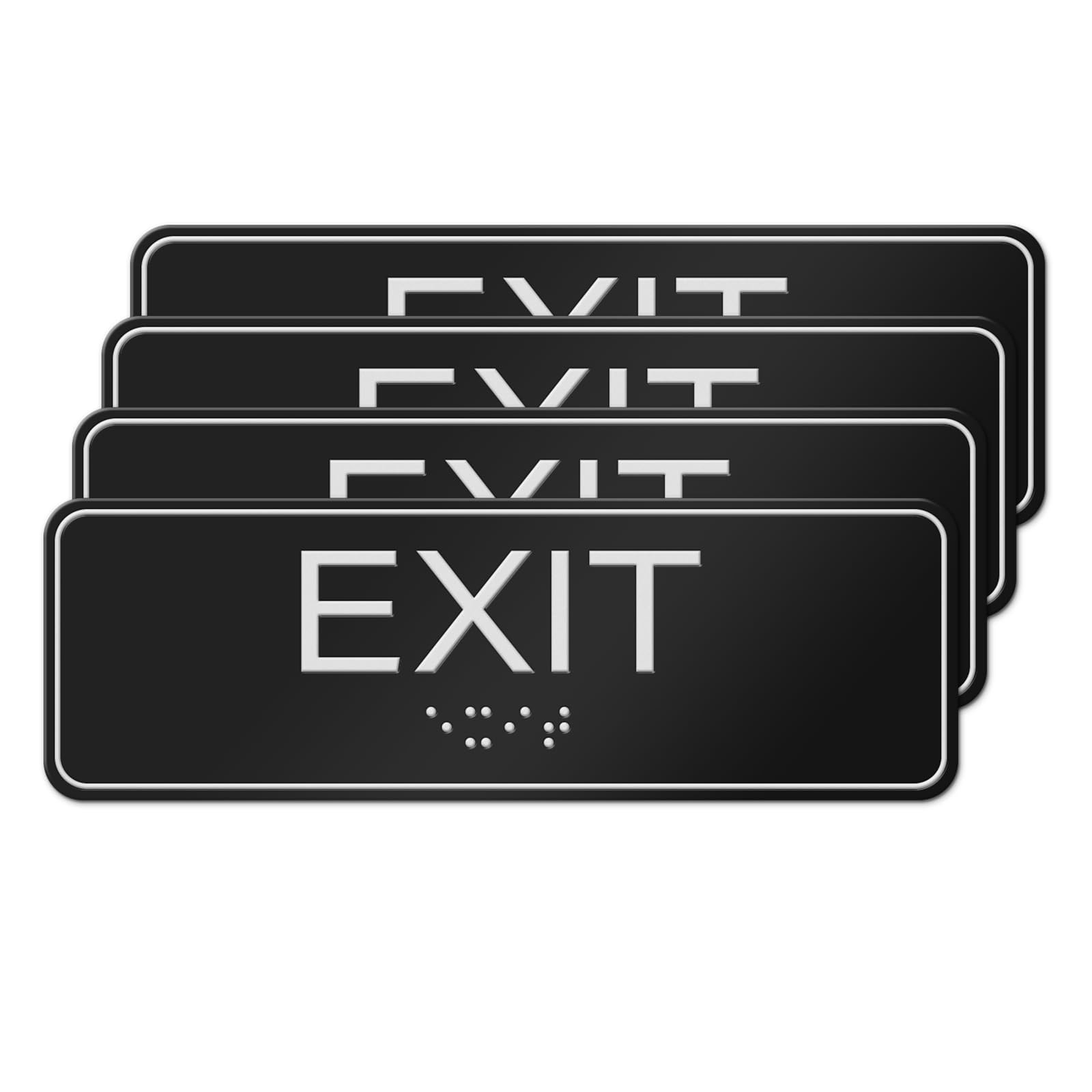 Exit Signs 4 Pack 9×3 Inch with Braille and Tactile Identification ADA Compli…