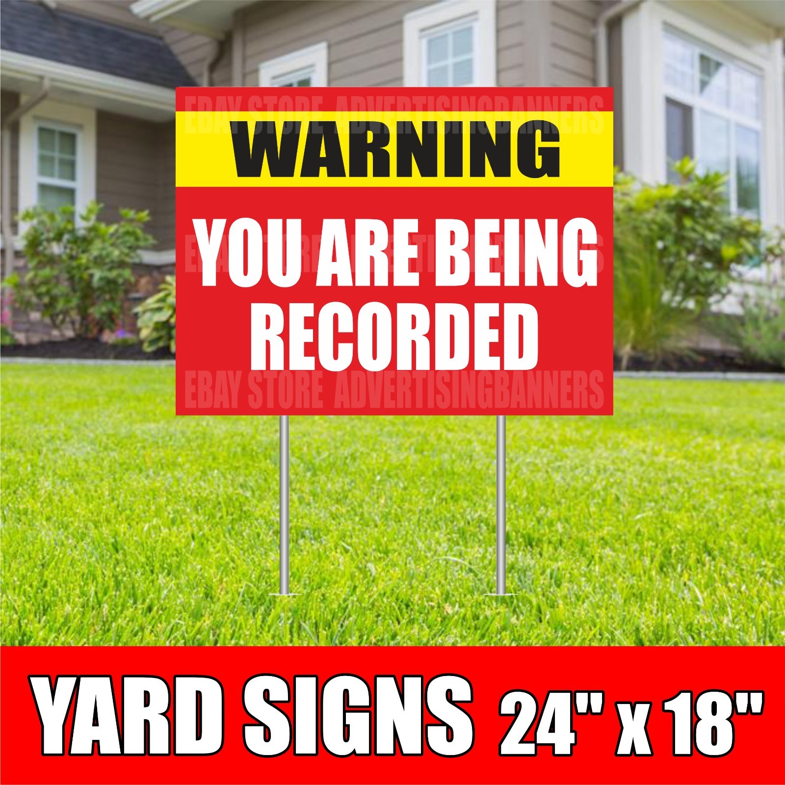 WARNING YOU ARE BEING RECORDED Yard Sign with H-Stakes Attention Camera