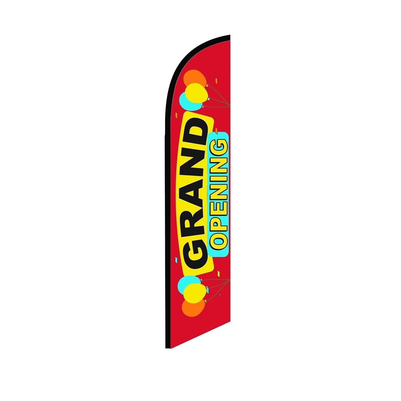 Grand Opening Red Swooper Flutter Feather Flag | 3ft W x 11.5ft Tall