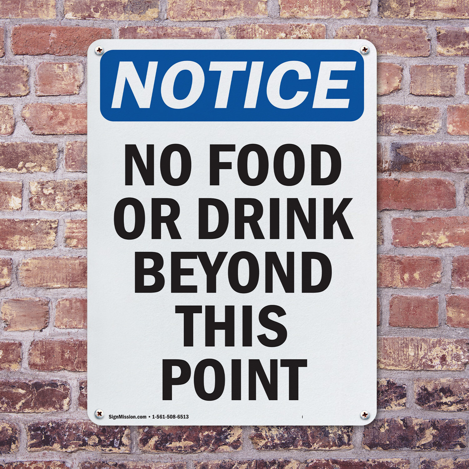 (2 Pack) No Food Or Drink Beyond This Point OSHA Notice Sign Decal Metal Plastic