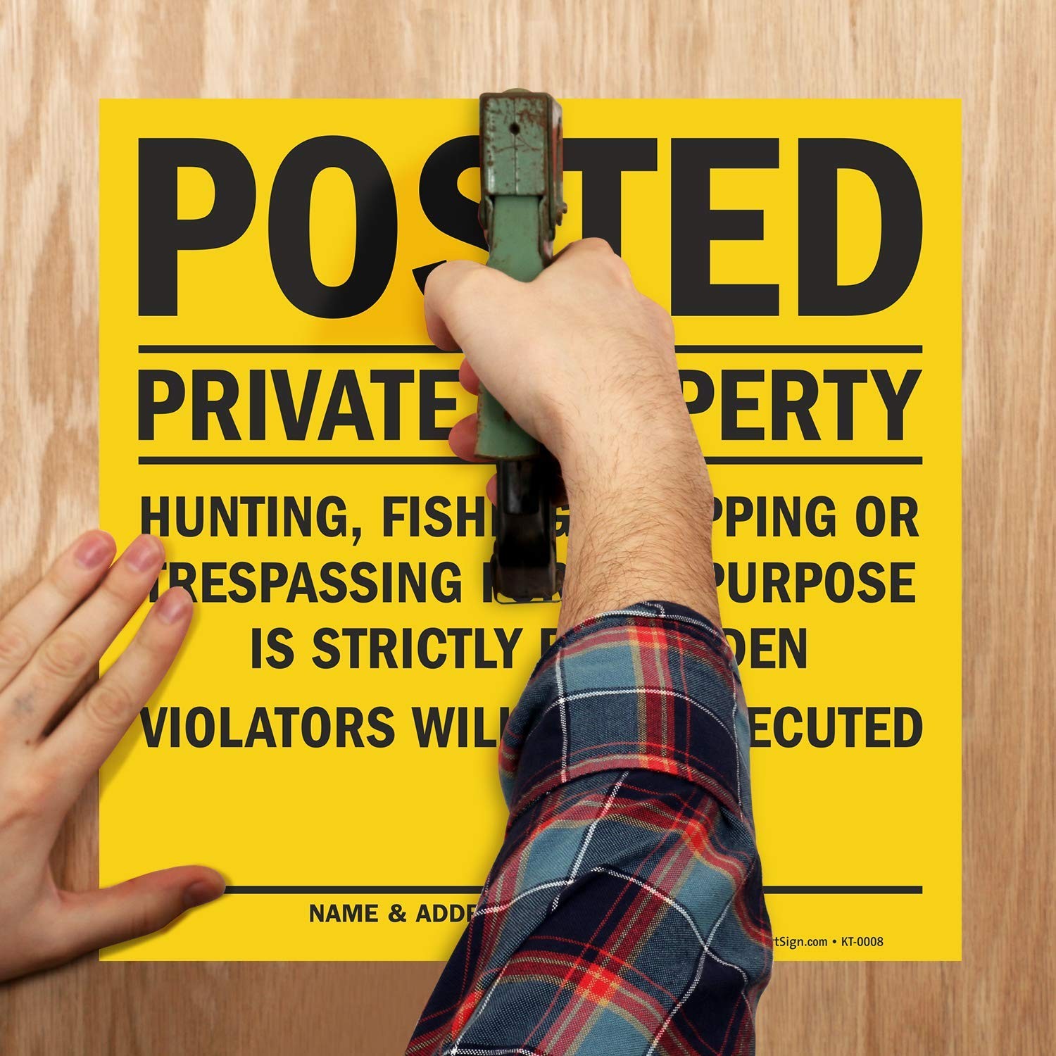 Private Property Sign, Violators Prosecuted, 11″x11″ Plastic, 5-Pack, USA Made