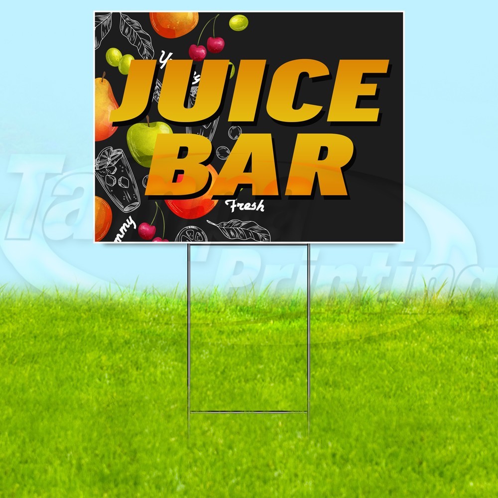 JUICE BAR 18×24 Yard Sign Drinks Plastic Corrugated WITH STAKE USA YS07755