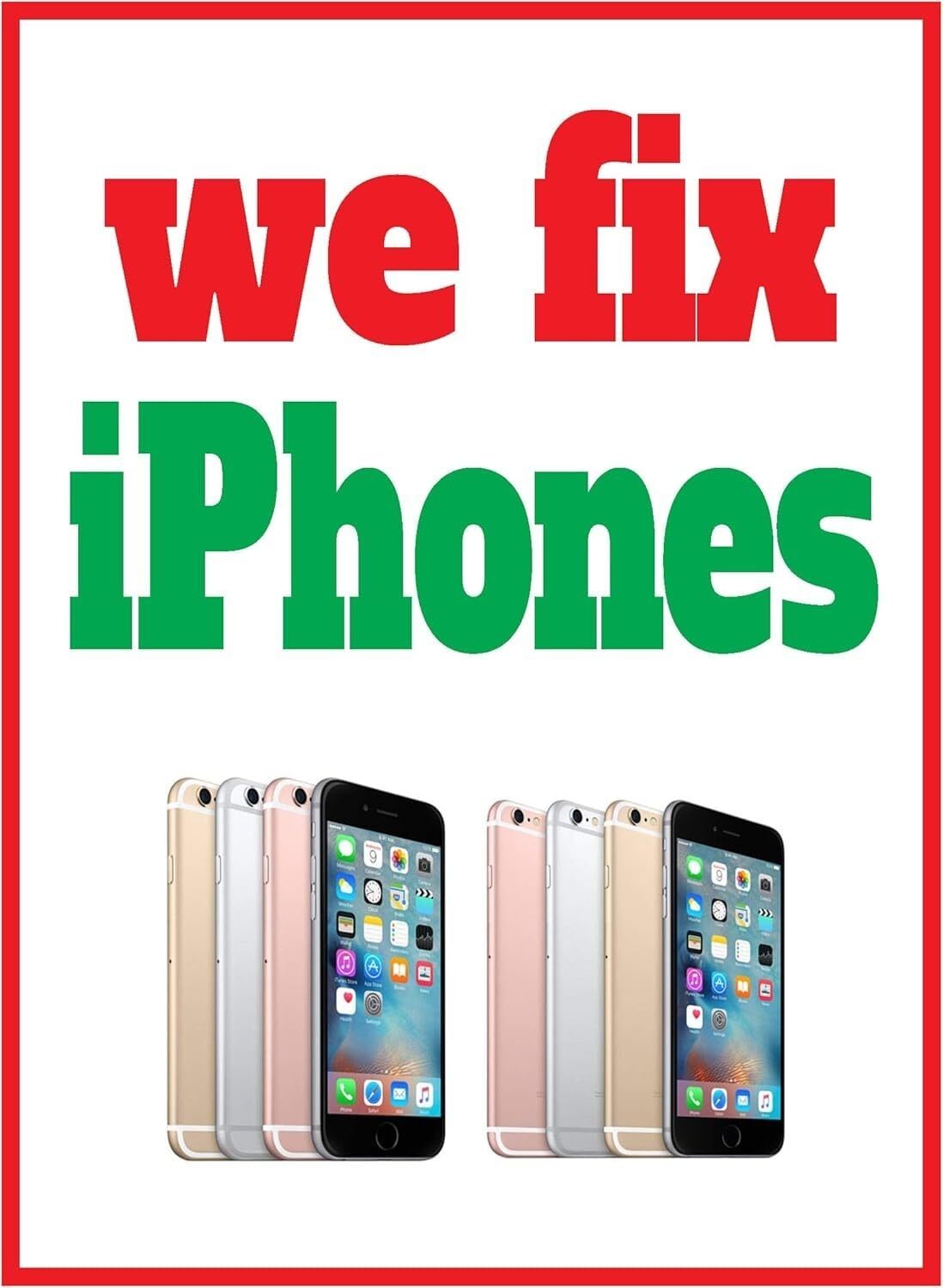 We Fix Phones Retail Window Display Paper Signs | Pack of 6 | 18″w x 24″h