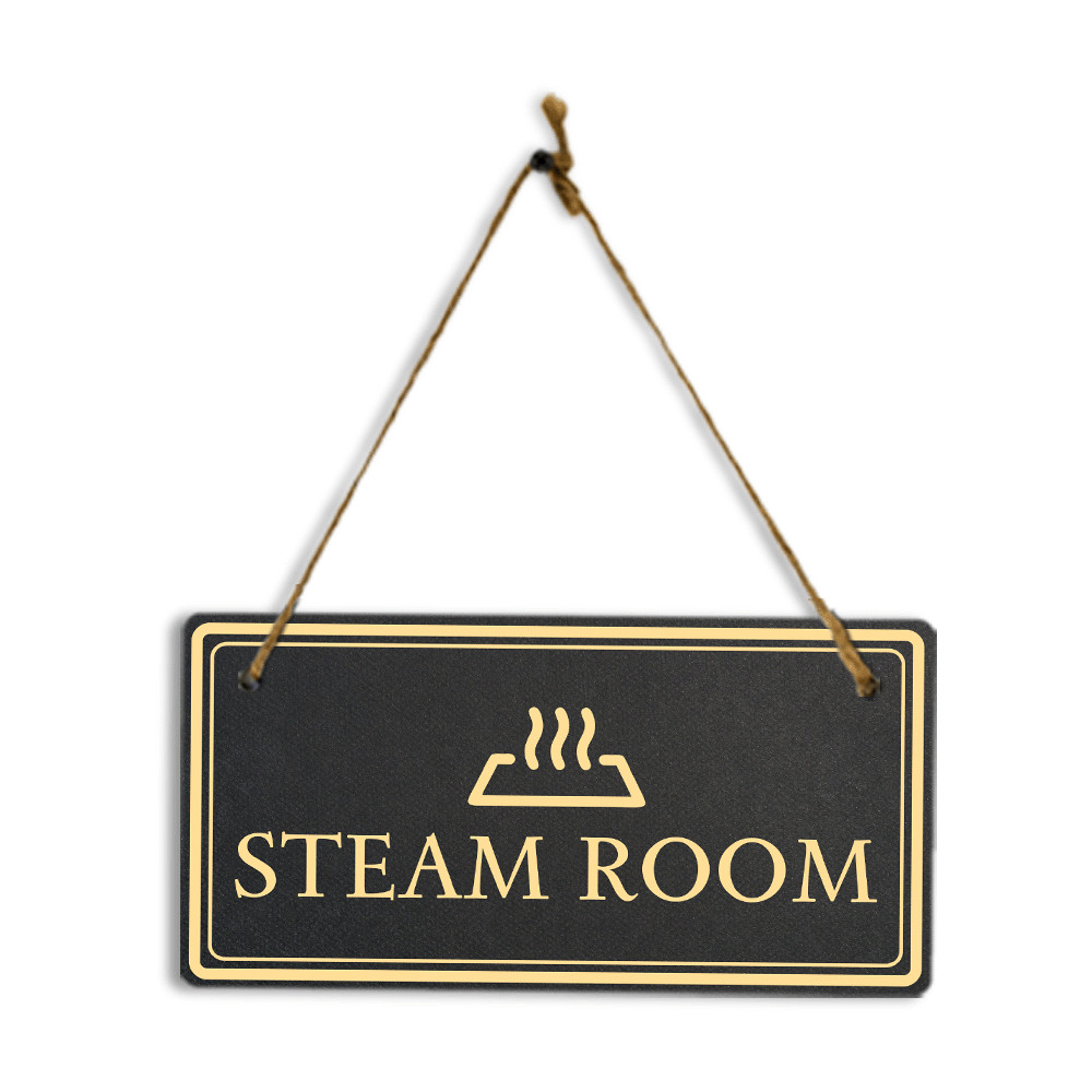 Steam Room 5×10 Hanging Plus Wall or Door Sign | Rustic Twine