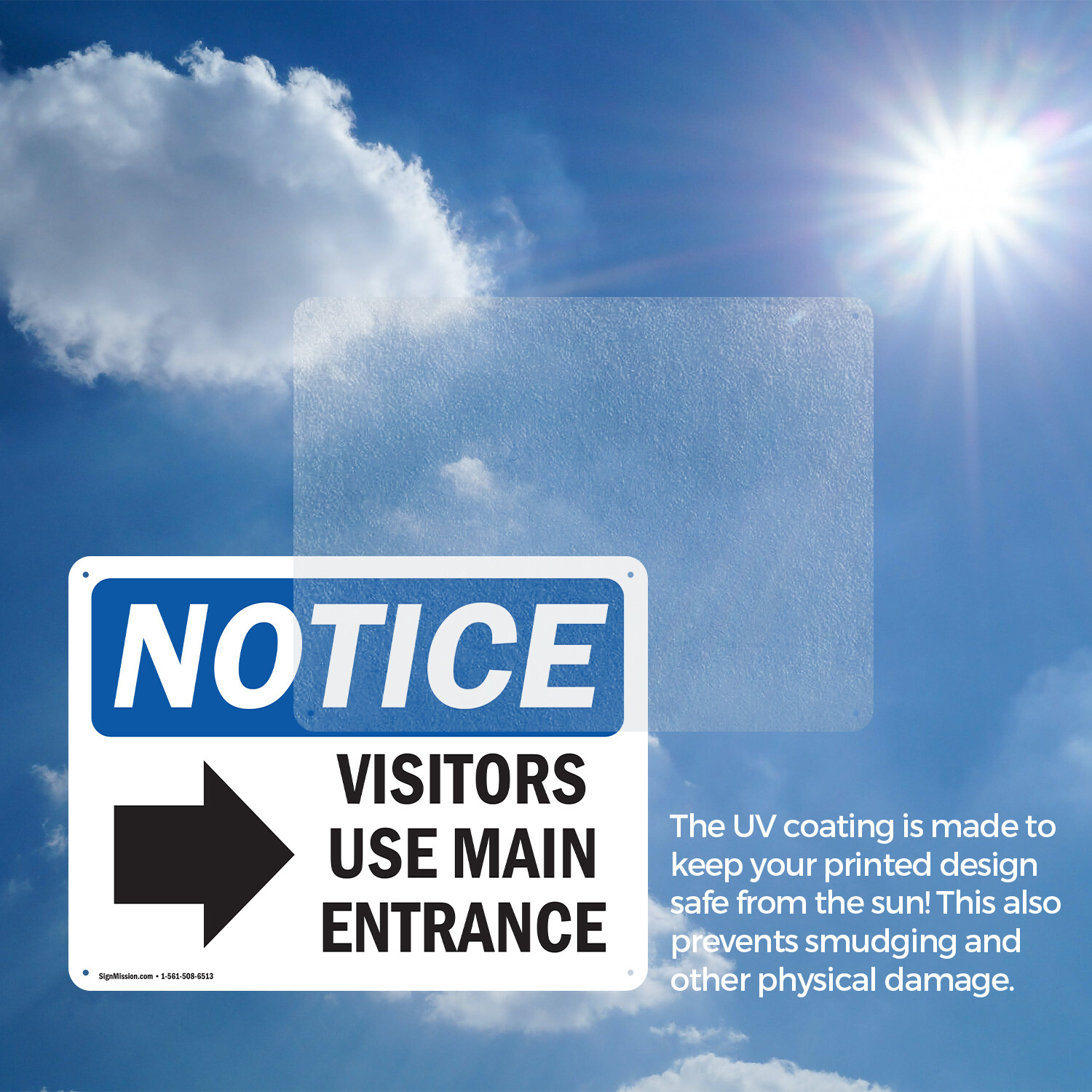 (2 Pack) Visitors Use Main Entrance [Right OSHA Notice Sign Decal Metal Plastic