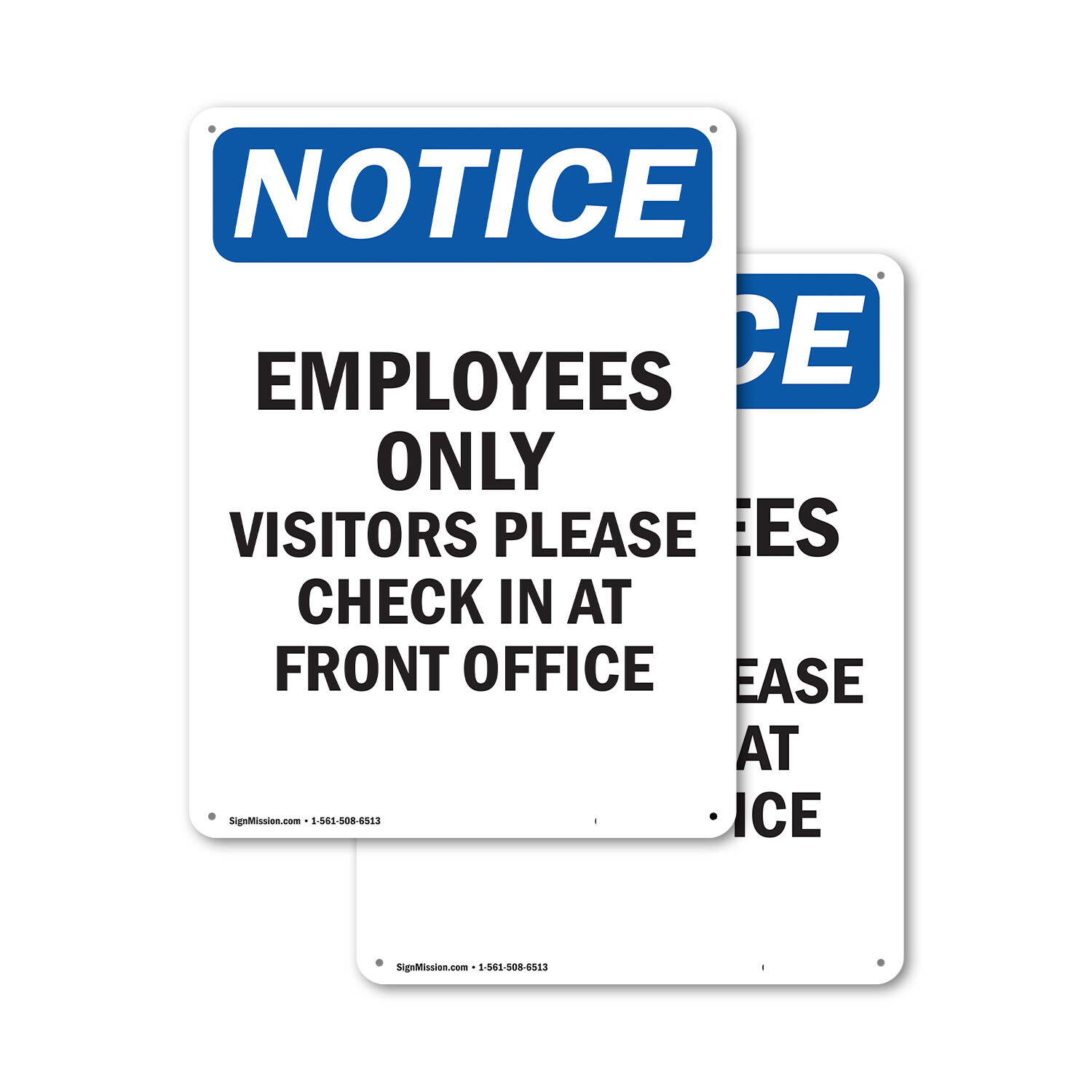 (2 Pack) Employees Only Visitors Please OSHA Notice Sign Decal Metal Plastic
