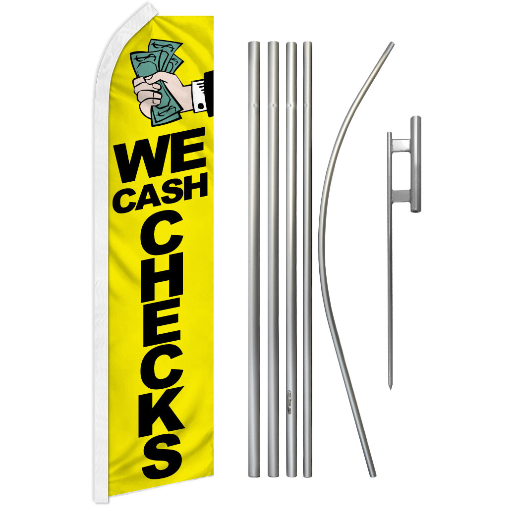 We Cash Checks Swooper Flutter Feather Advertising Flag Kit Check Cashing Payday