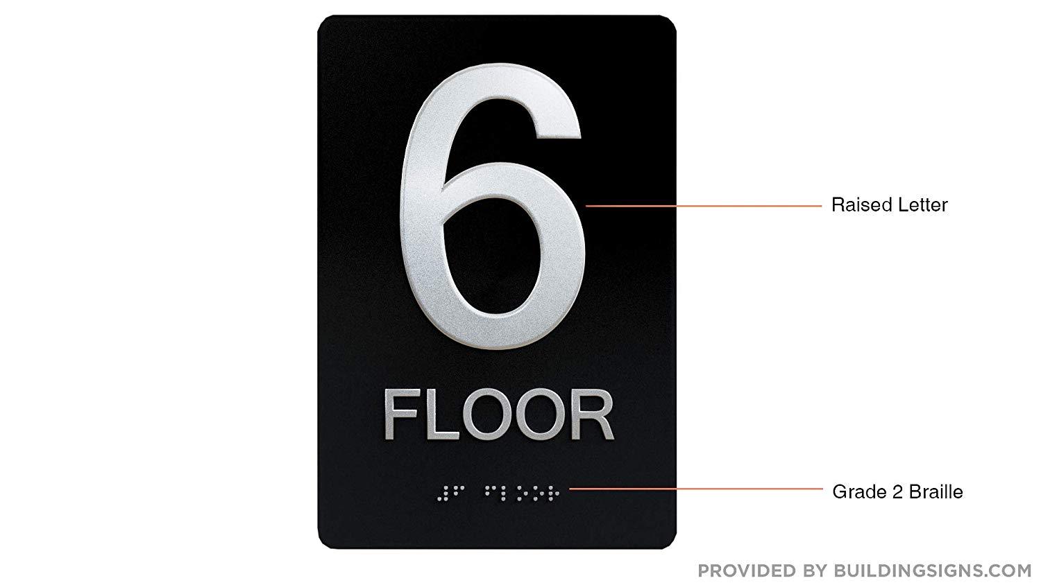 Floor Number Sign -6TH Floor Sign(Aluminium, Black/Silver..-REF24-1027