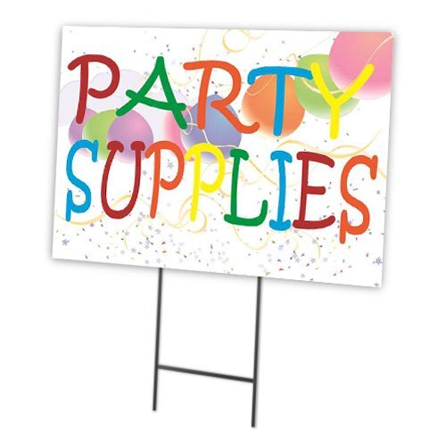 Party Supply | Sidewalk Yard Sign w/ Metal Stakes | 24″W x 18″H | Pack of 10