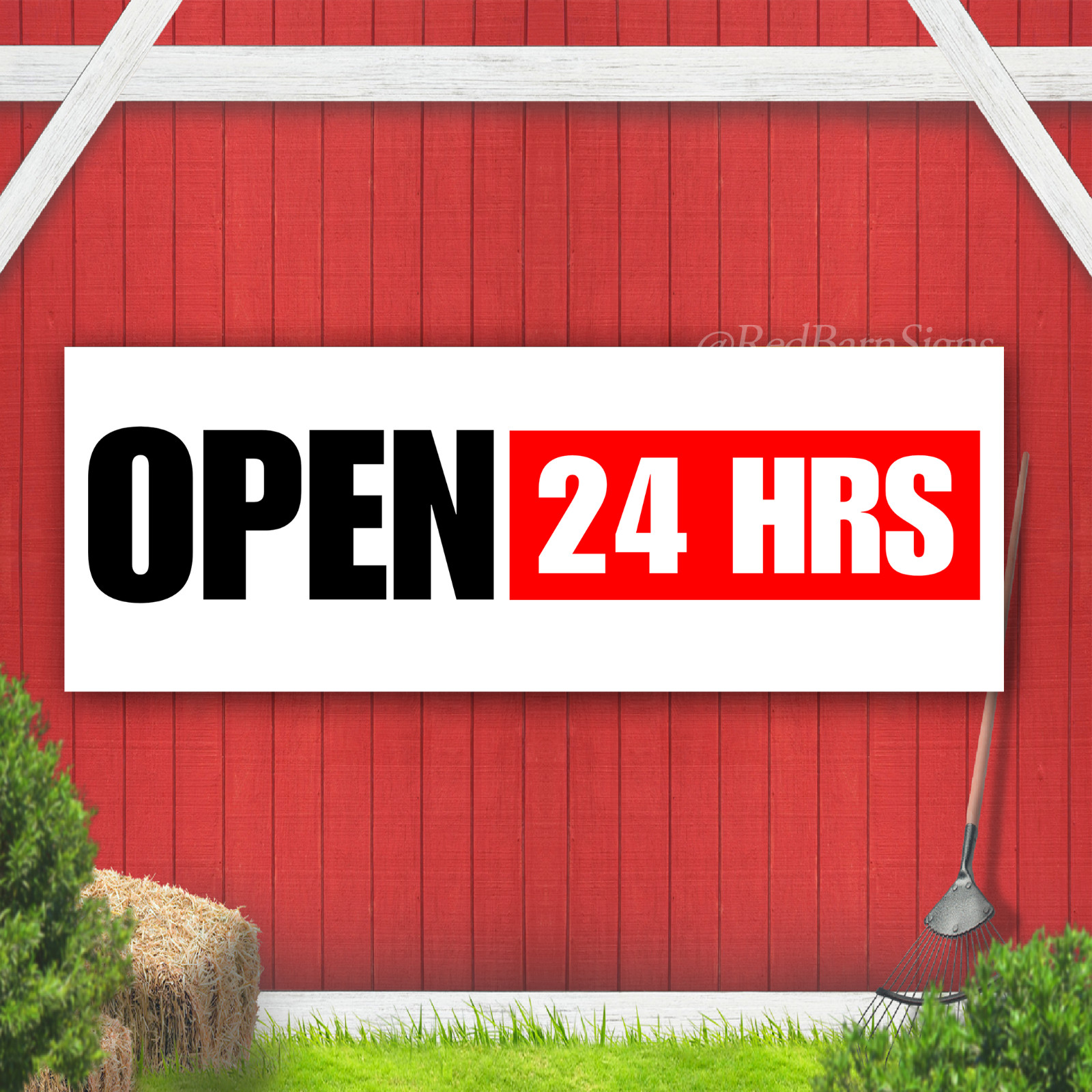 Open 24 hrs Indoor Outdoor Vinyl Banner Design