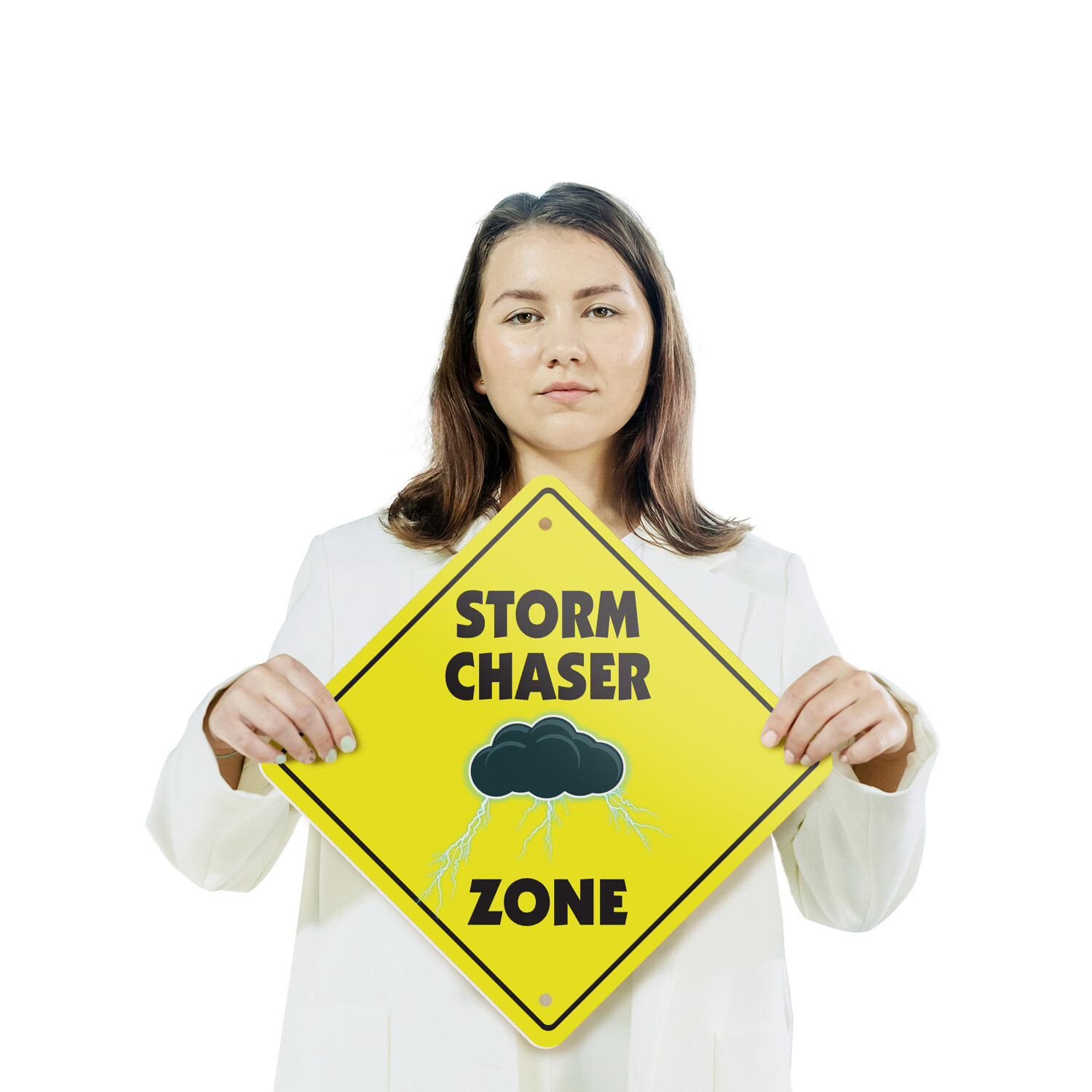 Storm Chaser (3 Pack) Plastic Street Sign Crossing Warning Vintage Rustic Beware