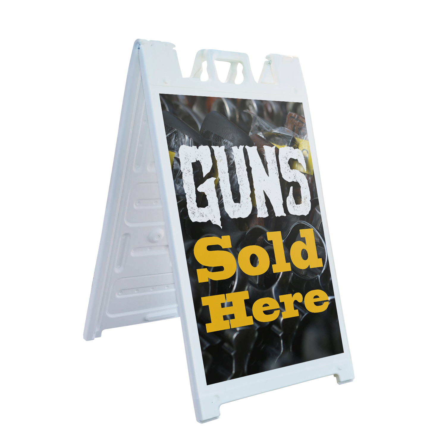Guns Sold Here Heavy Duty A-Frame Sidewalk Sign Firearm Sales Outdoor Equipment