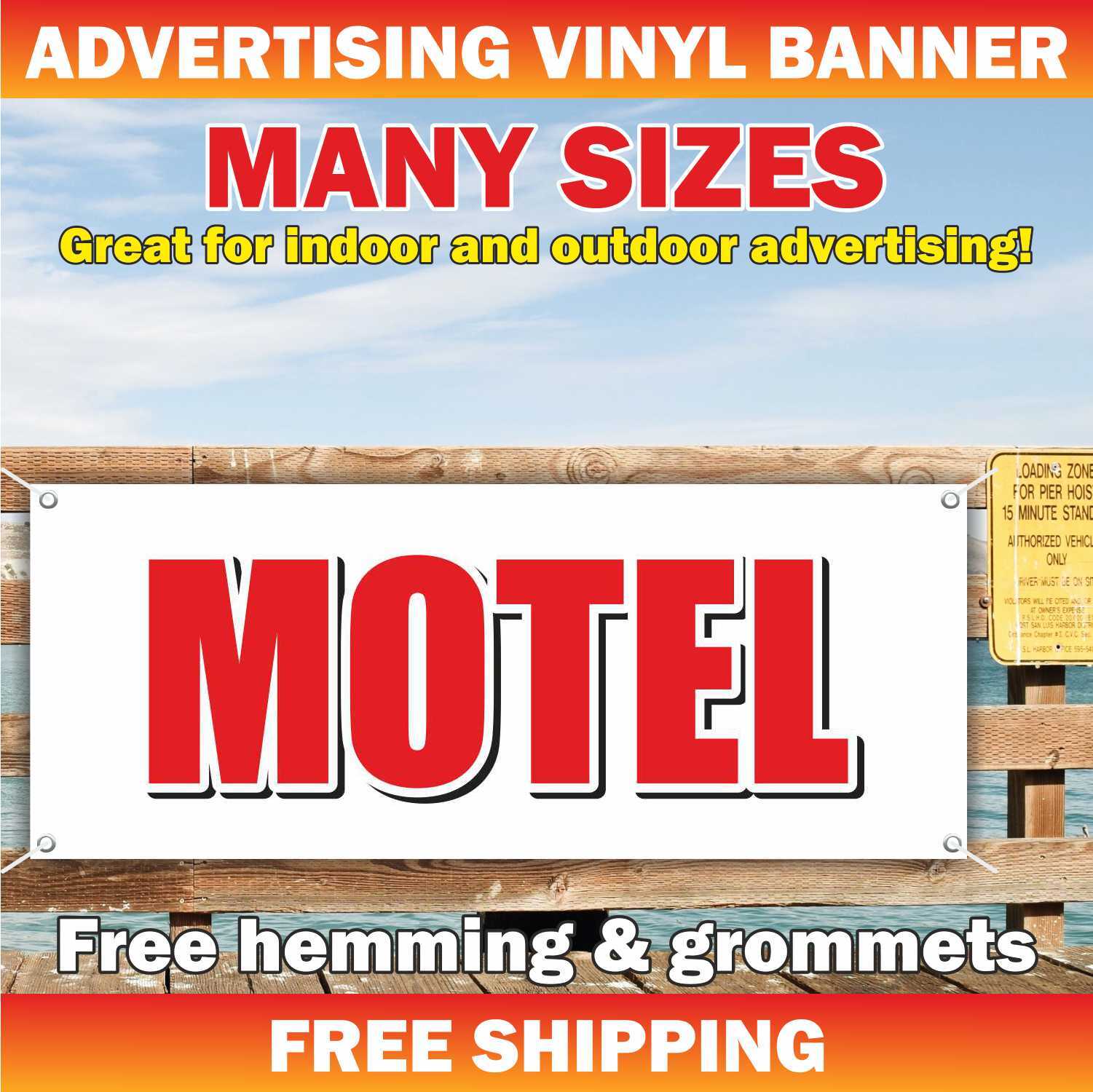 MOTEL Advertising Banner Vinyl Mesh Sign Poster Hotel Camping Overnight stay