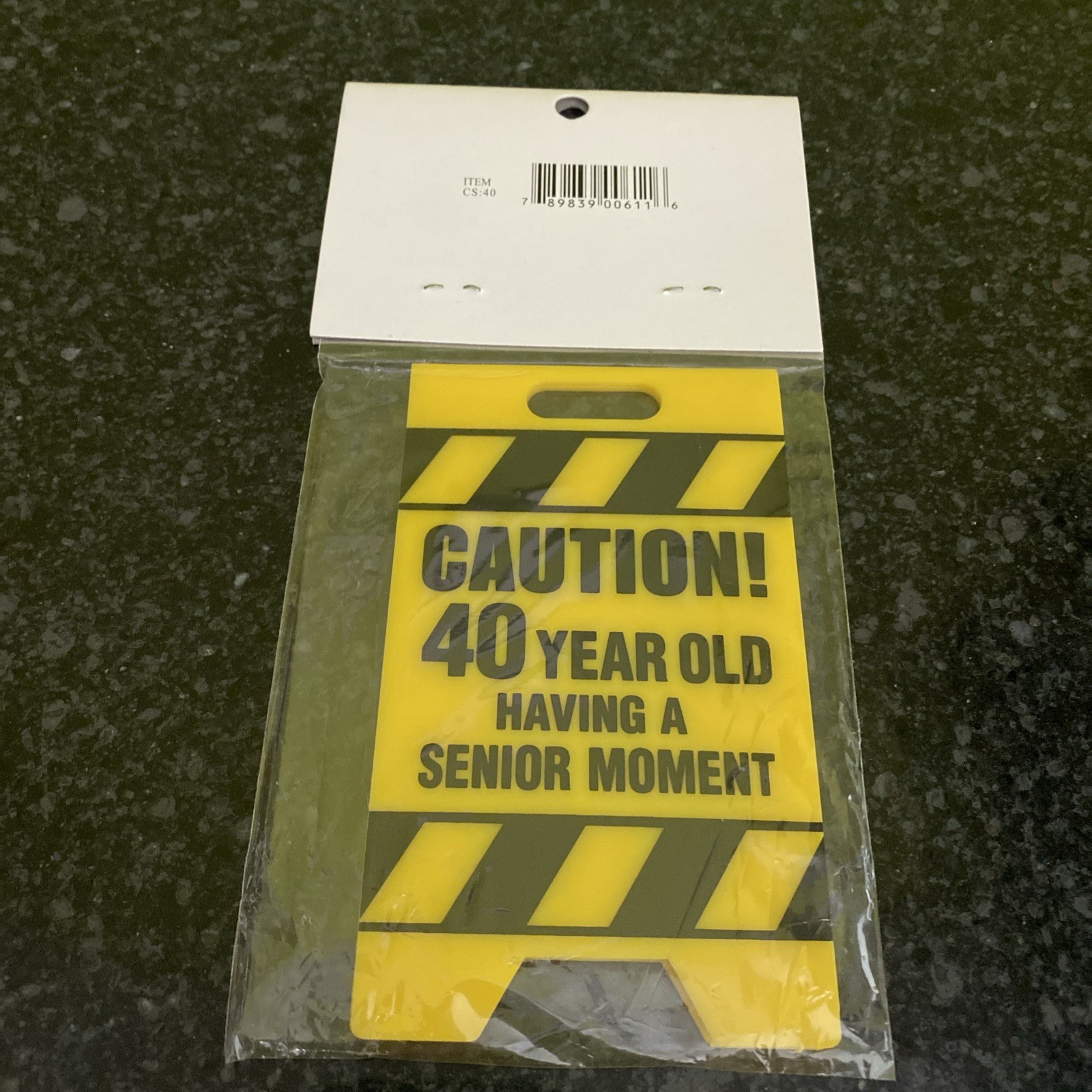 Caution Sign 40 Year Old Having Senior Moment Funny Joke Gag Birthday 5″x3″