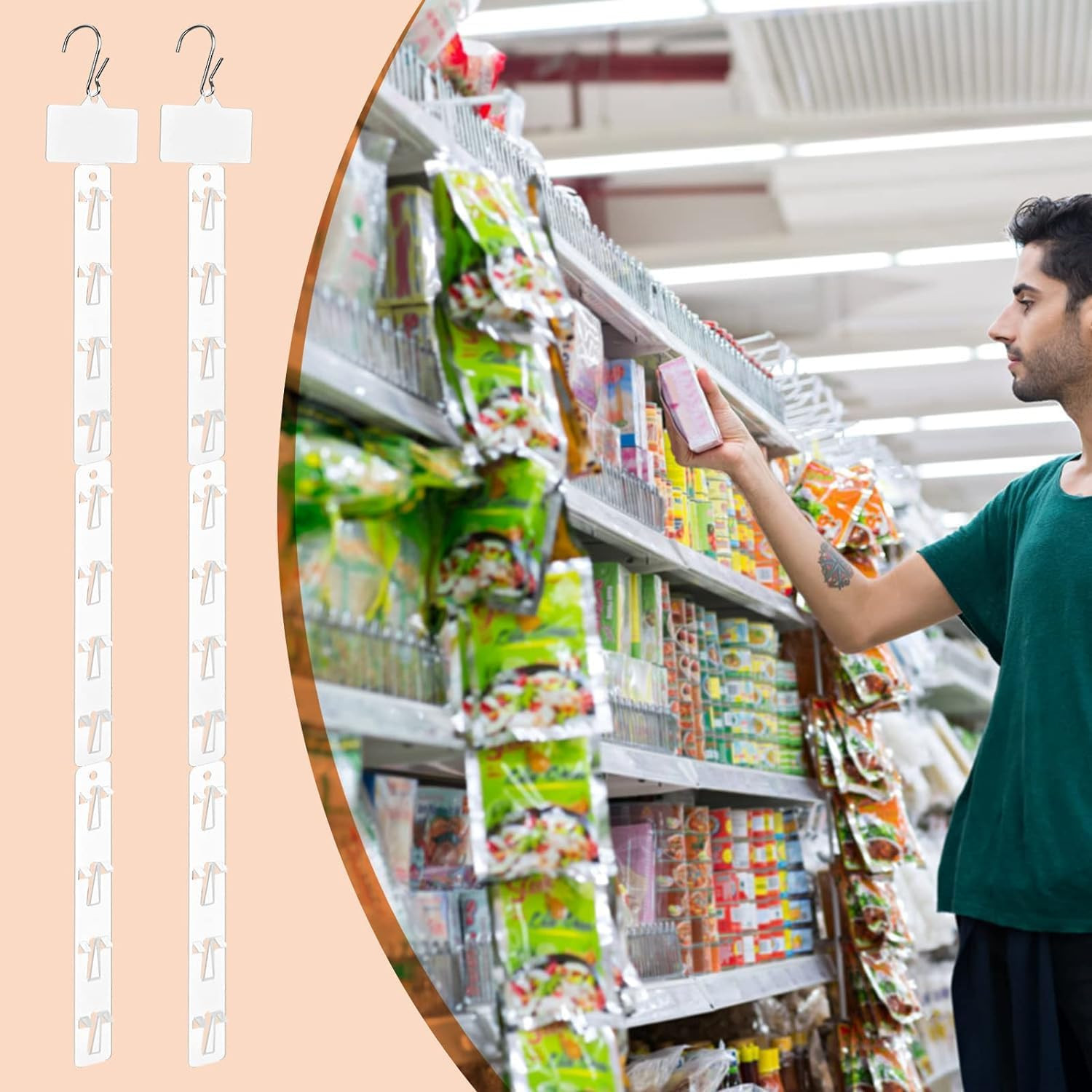 10 Pack Station Hanging Strips Plastic Display Merchandise Strip with Clips Hook
