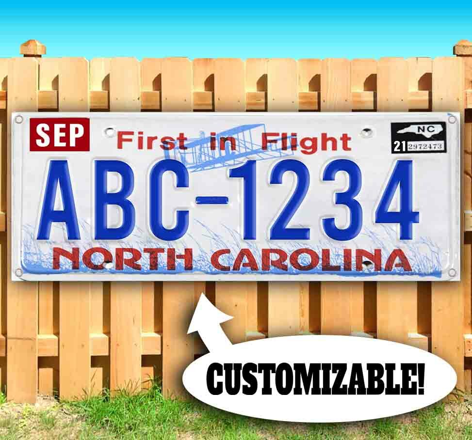 CUSTOMIZABLE NORTH CAROLINA LICENSE PLATE Advertising Vinyl Banner Flag Sign USA