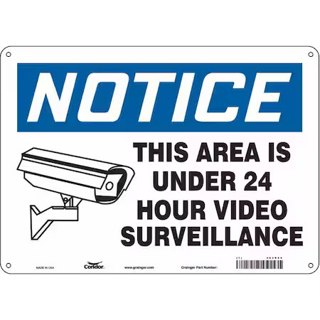 Condor 453R44 Security Sign, 10 In H, 14 In W, Polyethylene, Horizontal