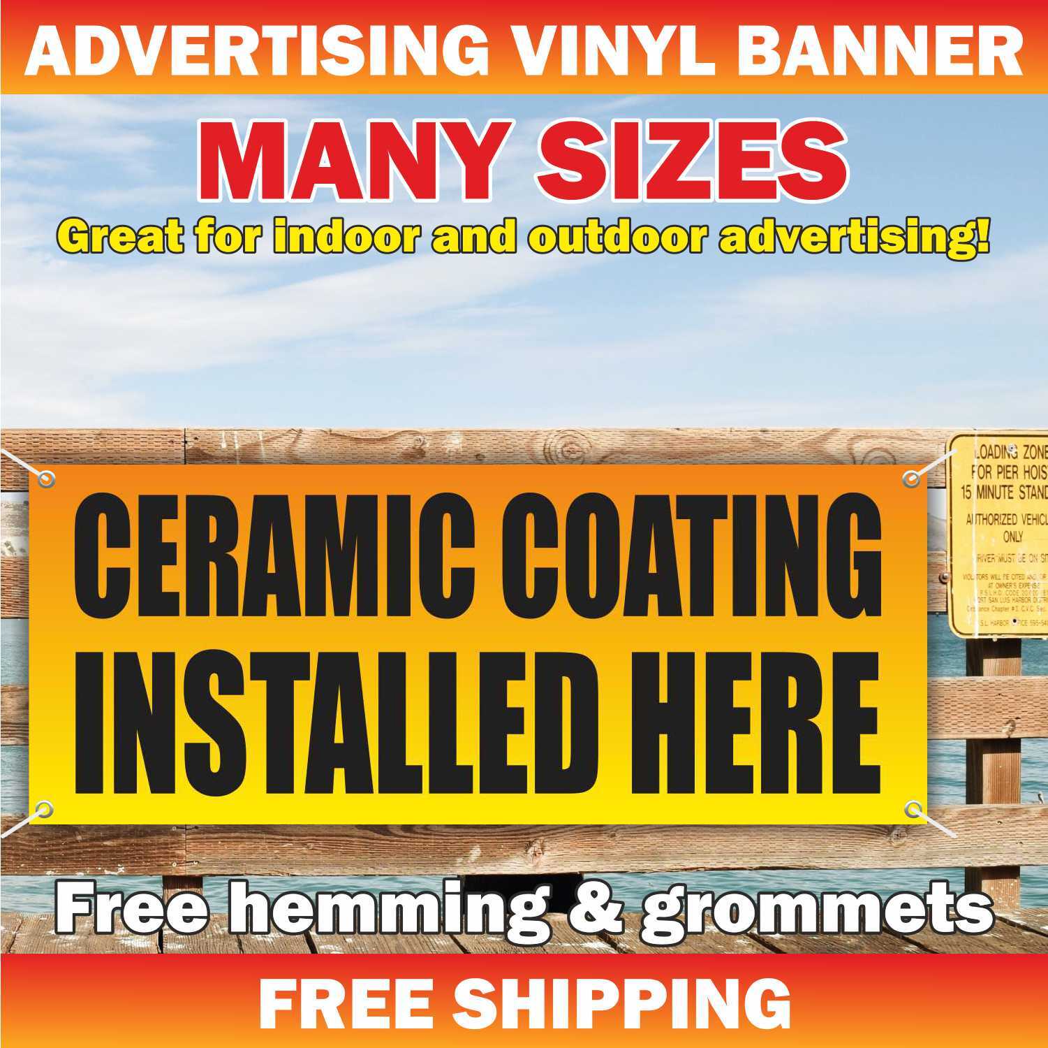 CERAMIC COATING INSTALLED Advertising Banner Vinyl Mesh Sign Car service Auto