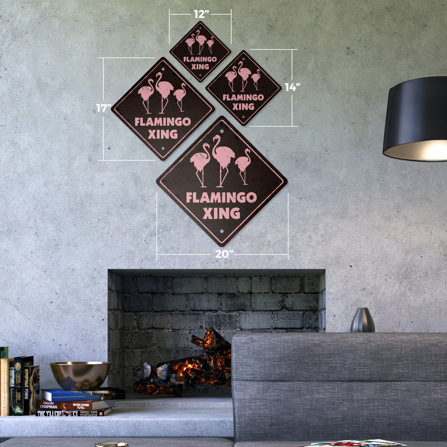 Flamingo Vintage Crossing Sign Xing Plastic Rustic flamingos bird collector Flor