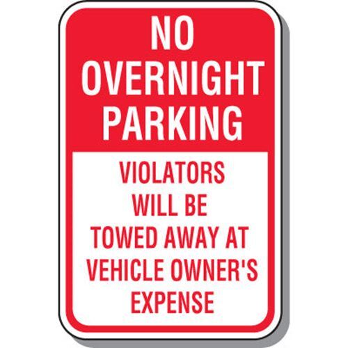 No Overnight Parking Sign