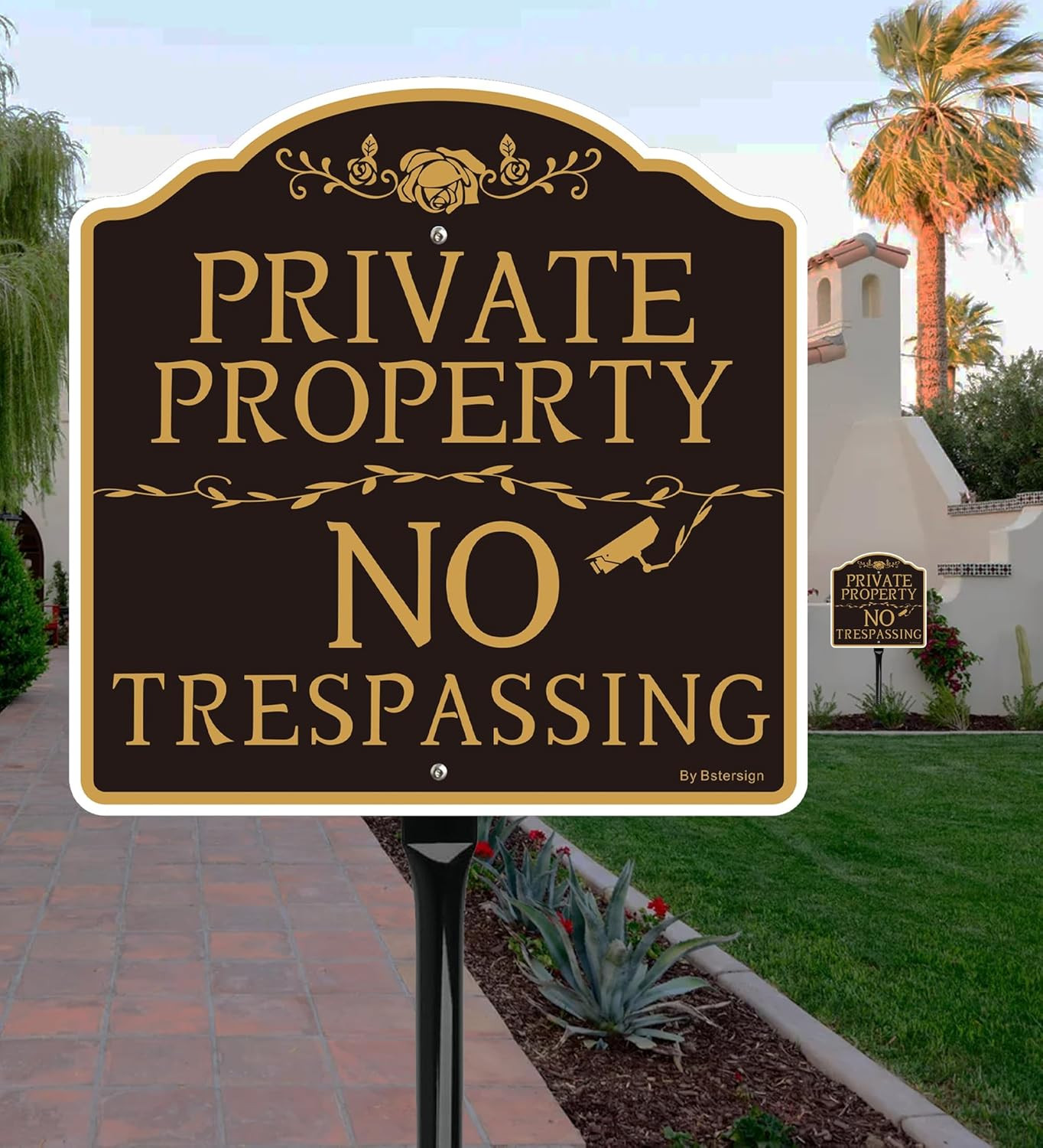2Pack No Trespassing Signs with Metal Stakes – Durable Weather-Resistant Aluminu