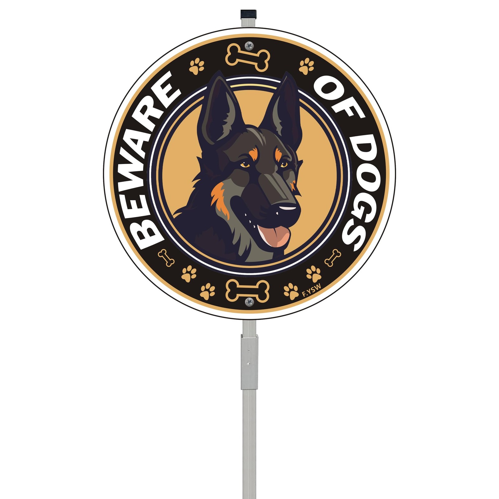 Beware of Dogs Sign for fence German Shepherd Sign 10″ x 10″ With 28″ Long Me…
