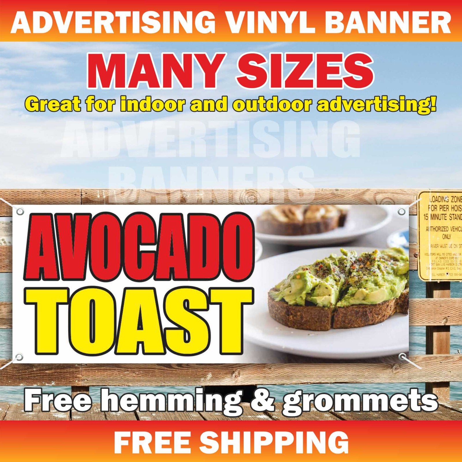 Avocado Toast Advertising Banner Vinyl Sign sandwich sub breakfast Buffet Lunch
