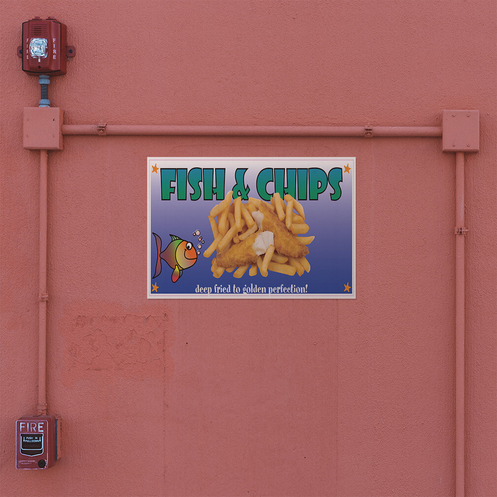 Decal Stickers Fish & Chips Restaurant Cafe Bar B Vinyl Store Sign Label