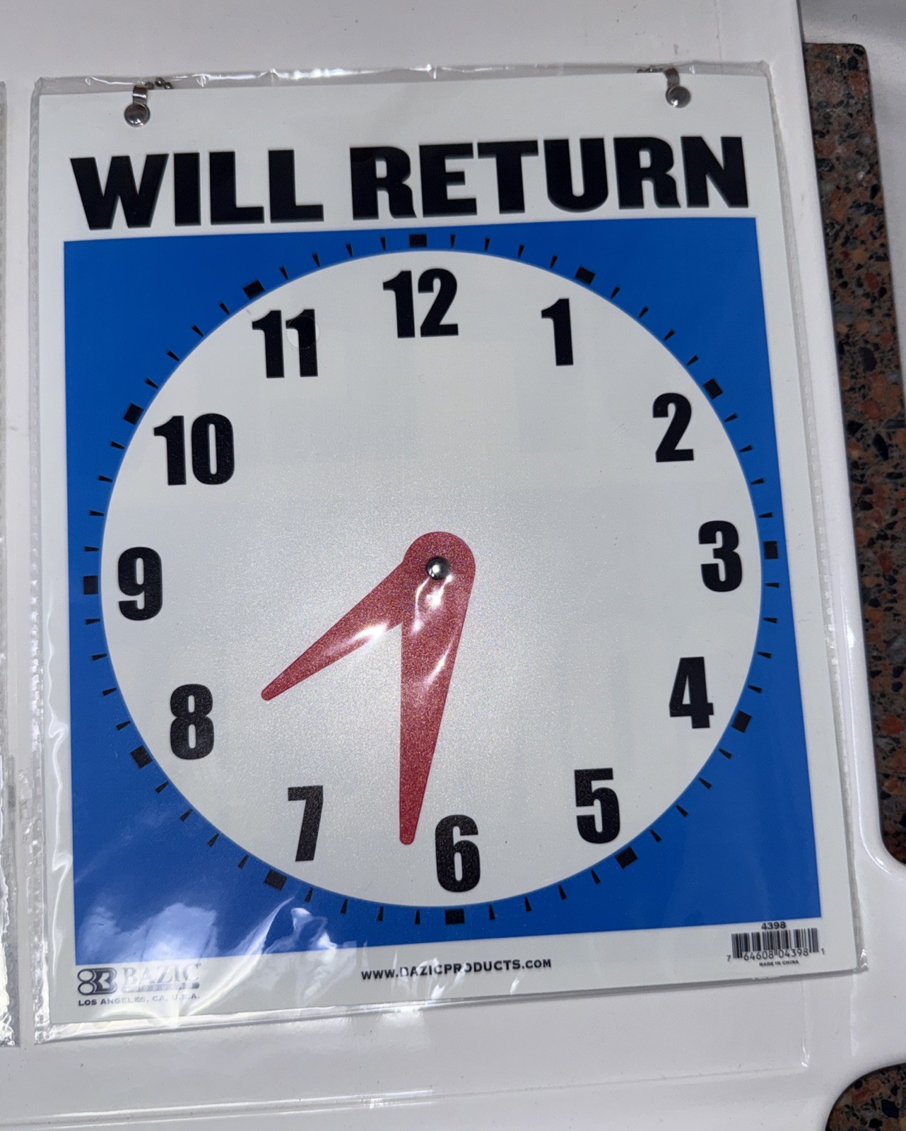 NOS 2 Double- Sided Come in/Open/Will Return Sign with Clock Hands with Chain
