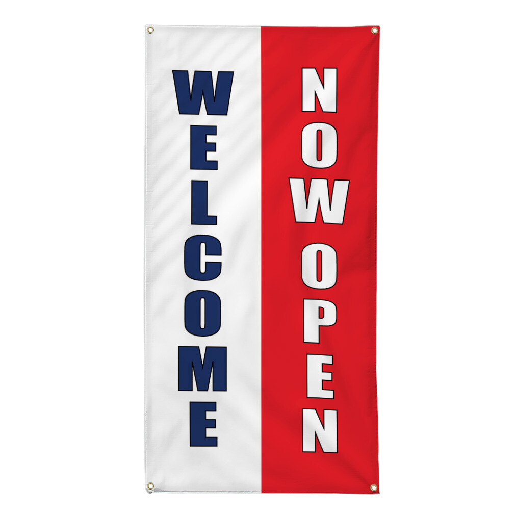 Vertical Vinyl Banner Multiple Sizes Welcome Now Open Promotion Business Outdoor