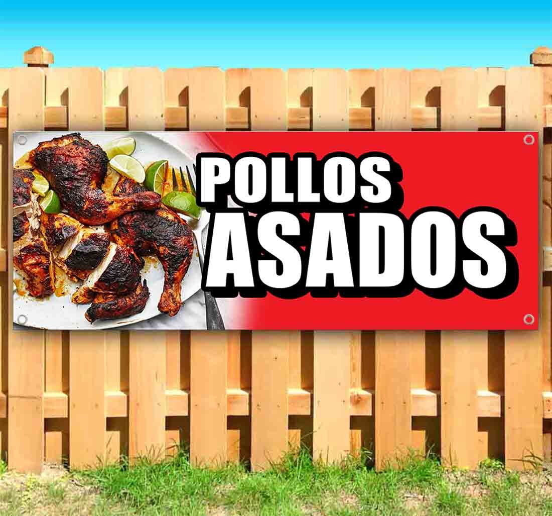 POLLOS ASADOS Vinyl Banner Flag Sign Many Sizes CHICKEN SPANISH SAVORY