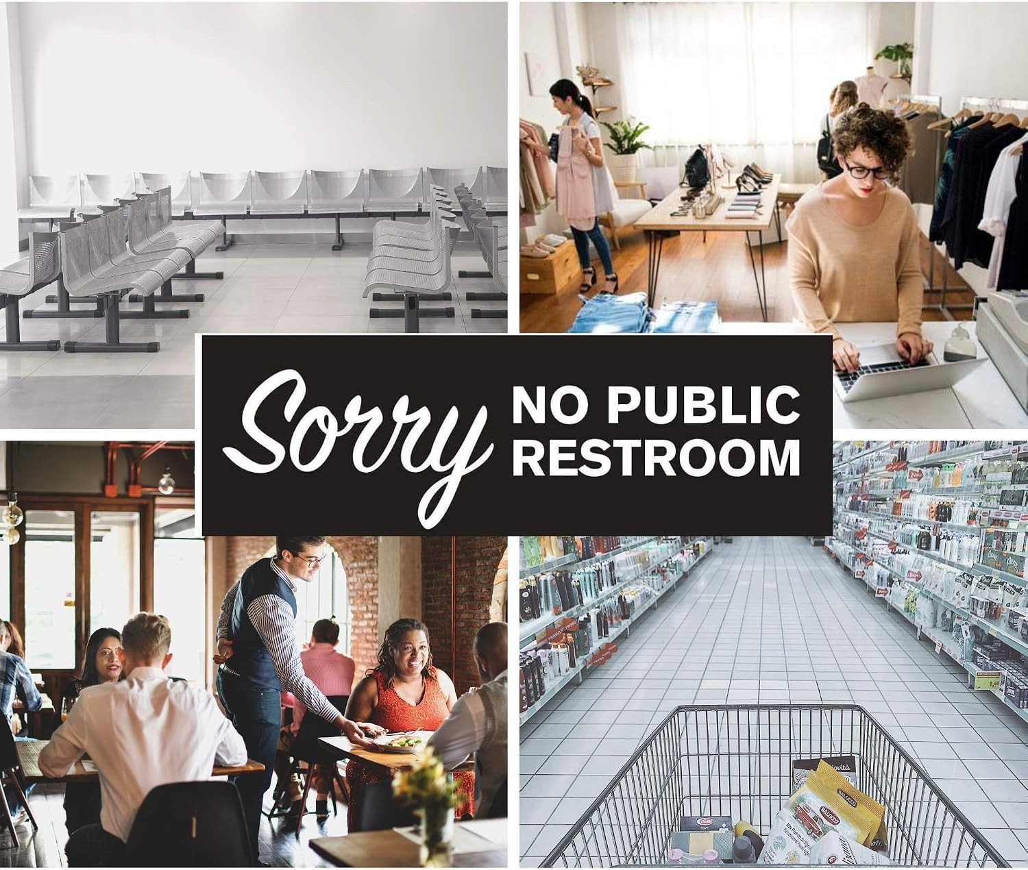 Elegant 4×4 No Public Restroom Stickers – Durable Self-Adhesive Business Signs