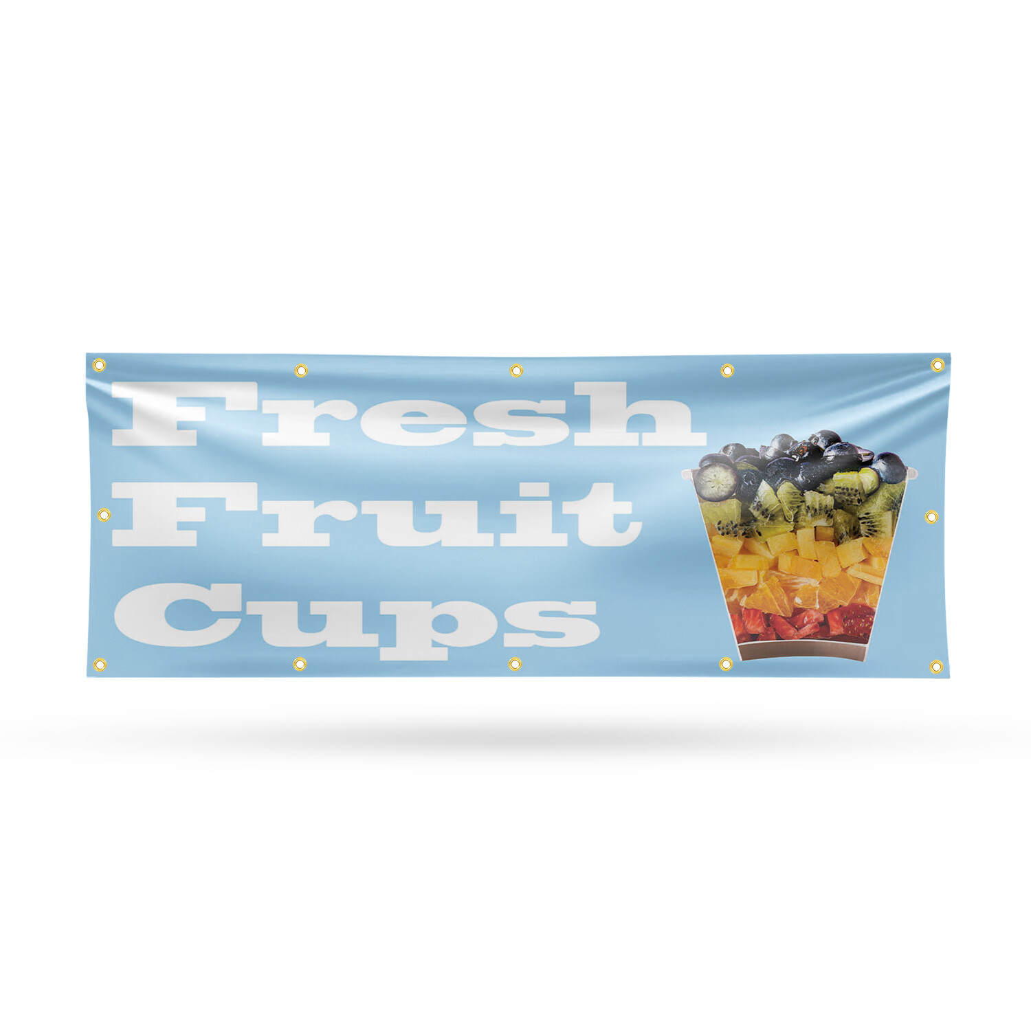 Fresh Fruit Cups Vinyl Banner Sign with Metal Grommets Heavy-Duty Single-Sided