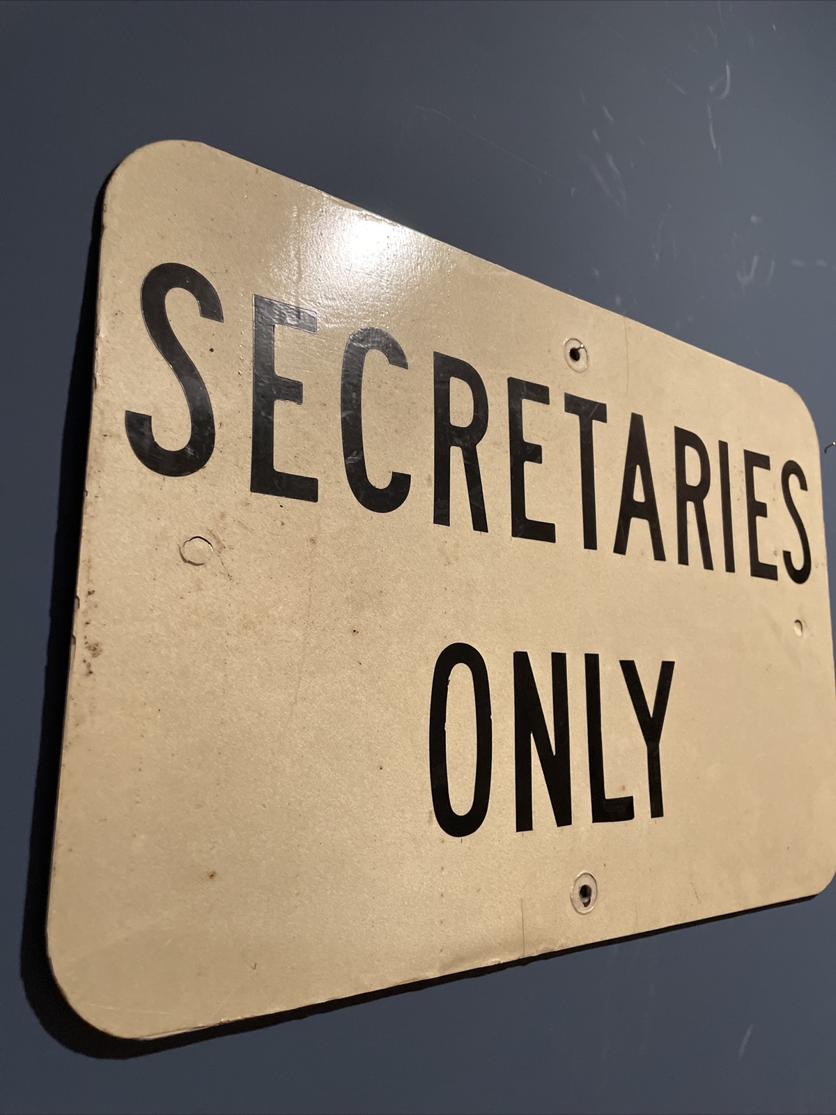 Vintage Double Sided SECRETARIES ONLY / NO PARKING Metal Parking Street Sign