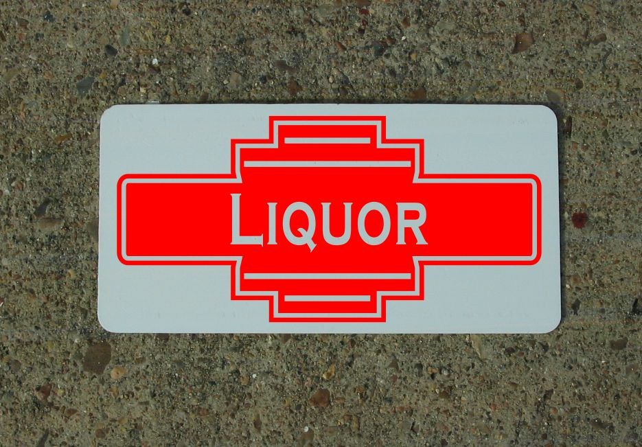 LIQUOR Red Metal Sign 40’s 50s Retro Vintage Style Art Deco Decor Design