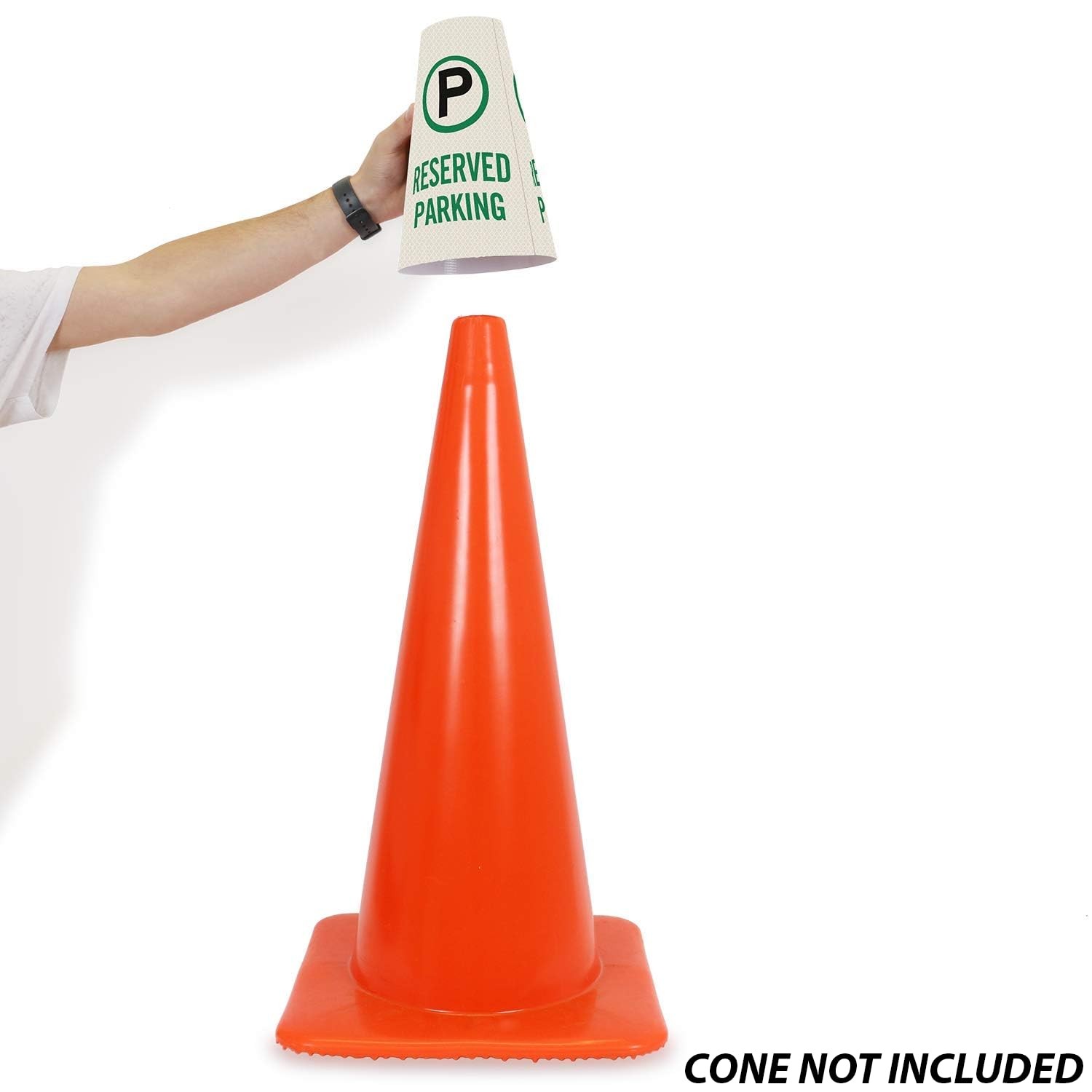 Reserved Parking Bright Reflective Cone Message Sleeve Safety Warning 1 PCS