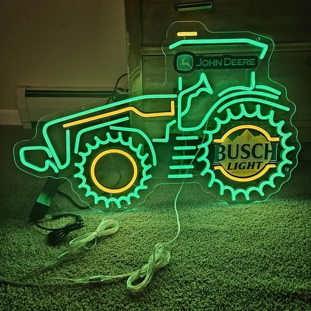 John Deere Tractor LED Neon Sign Busch Light Garage Bar Wall Decor 31 X 21 Inc