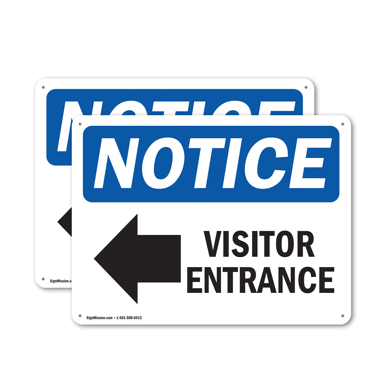 (2 Pack) Visitor Entrance [Left Arrow] OSHA Notice Sign Decal Metal Plastic