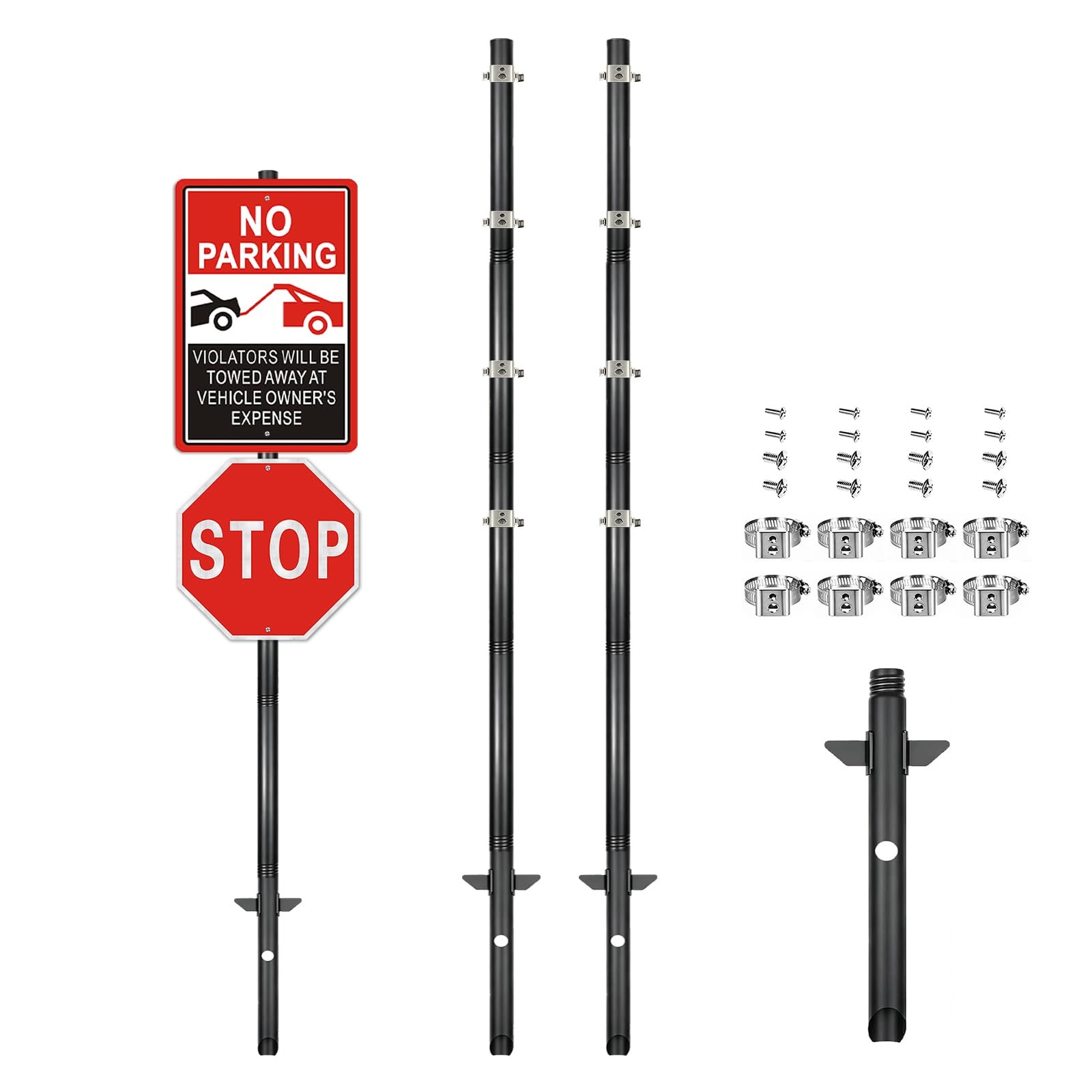 6.7FT Heavy Duty Metal Sign Post Pole – 80.4″ Yard Sign Stakes, Rust-Resistan…